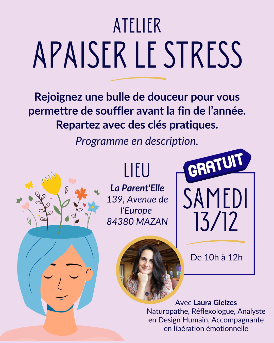 13/12/25 : Atelier à mazan - apaiser le stress