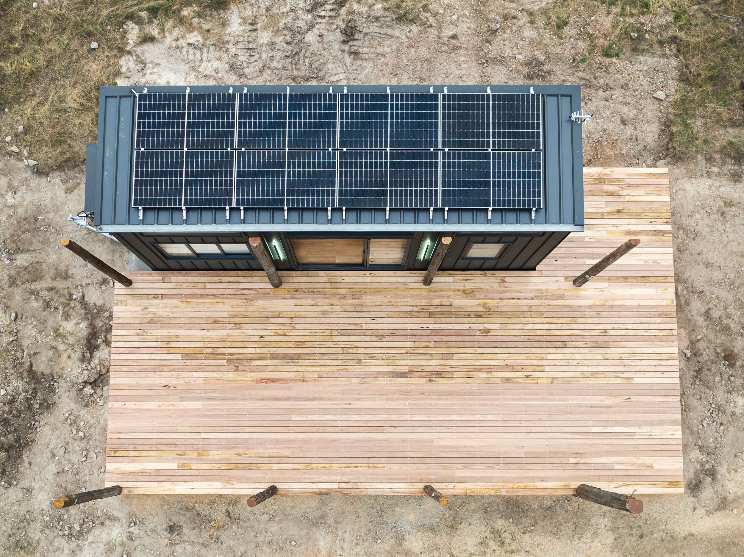 elouera tiny solar home, tiny house, eco home, caravan, down sizing, small home, wooden deck, heathcote, sydney, nsw, solar panels, off grid
