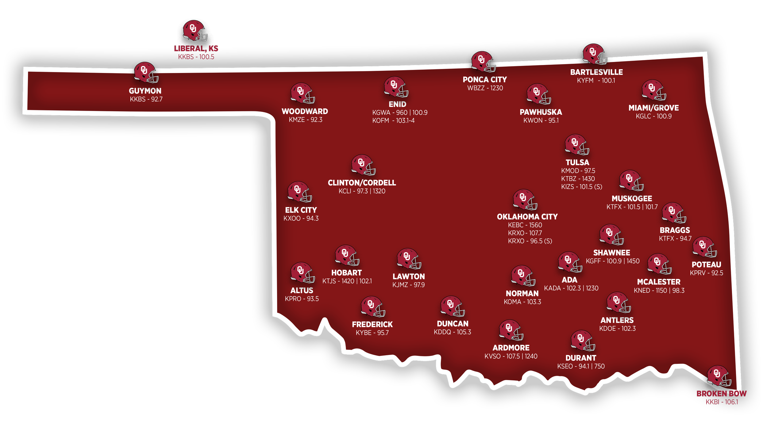 OU Radio (Football) Affiliate Map