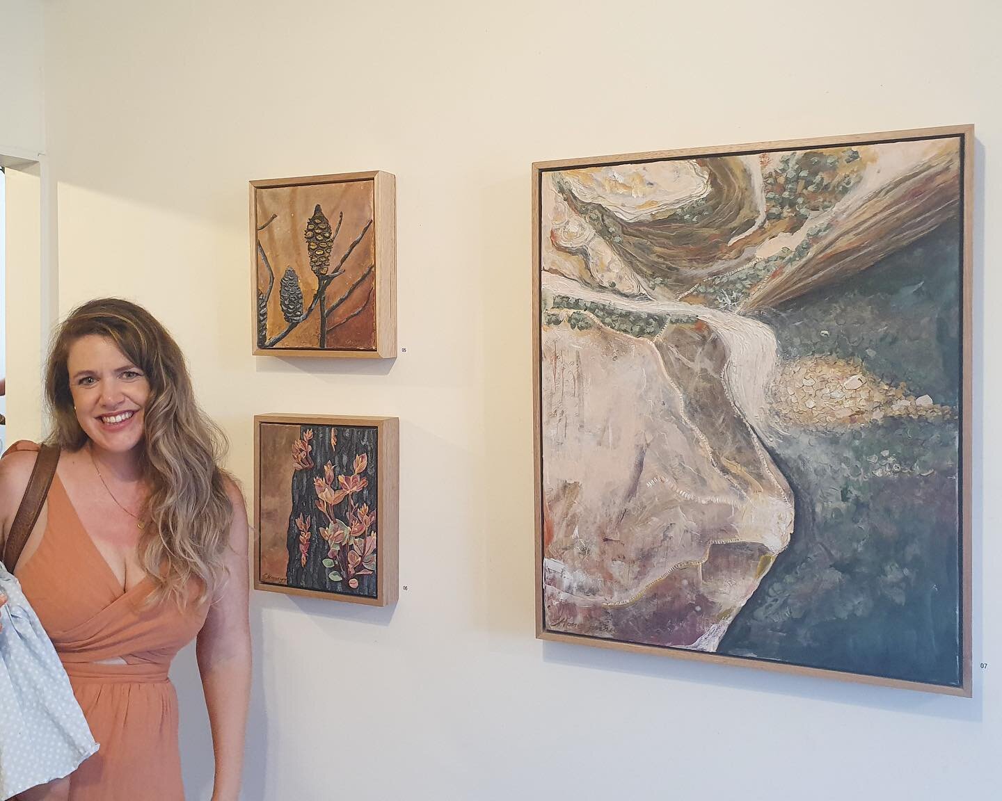 Token shot with my pieces for &lsquo;The After&rsquo; exhibition because I got my very first gallery sale and red dot 🔴 for the large piece! 🍾 
.
What an incredible experience this has been, planning and being in this exhibition with Newcastle arti