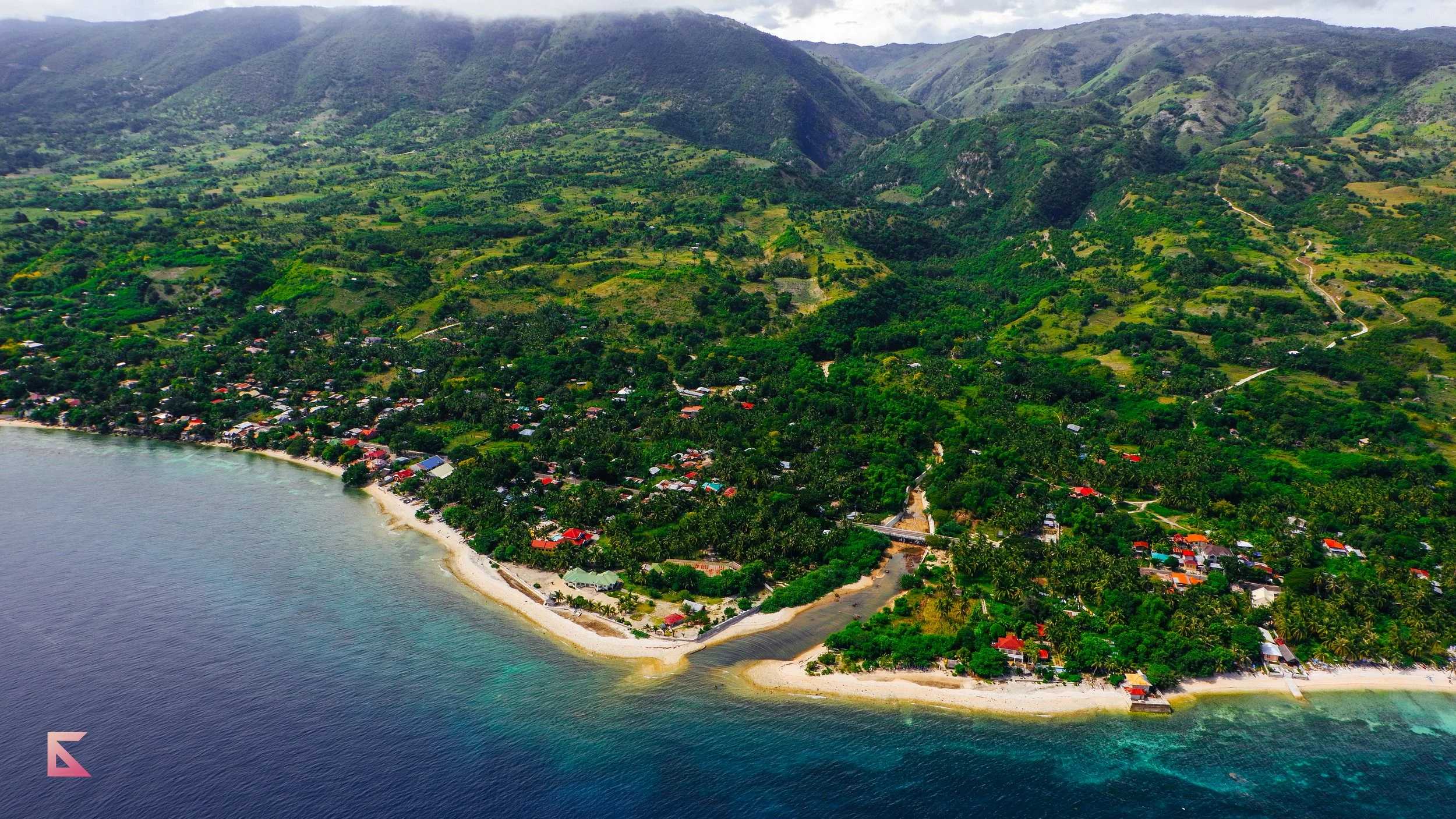 A shot of an island in Cebu, Philippines taken on a military helicopter