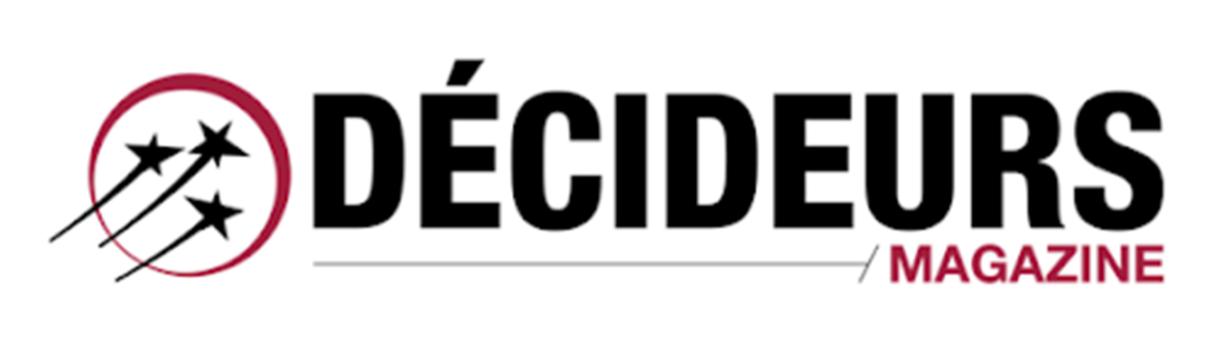 Logo du magazine Décideurs avec des étoiles et une cible.