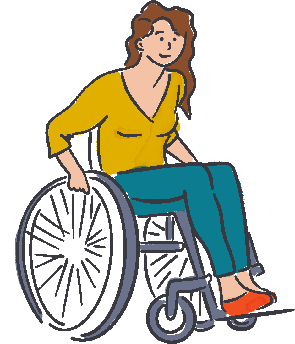 Illustration of a young woman sitting in a wheelchair