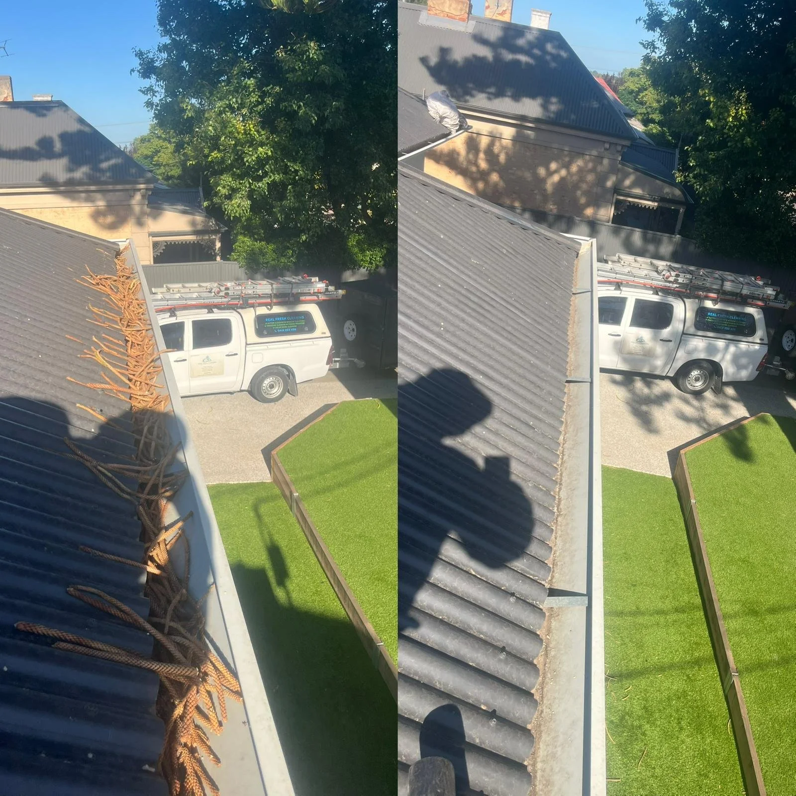 gutter cleaner in Adelaide Hillsbefore and after photos