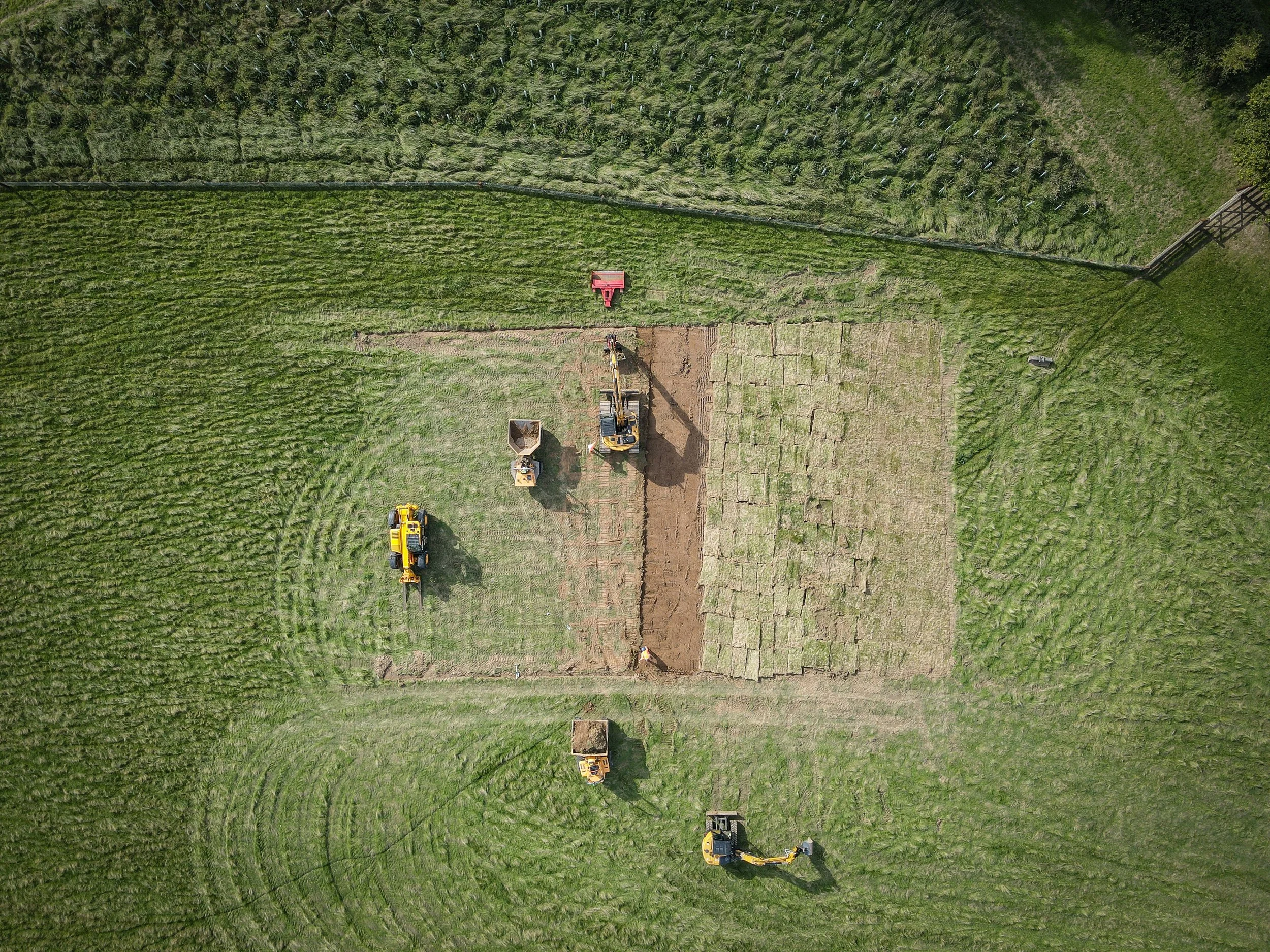 Aerial view of habitat translocation plots