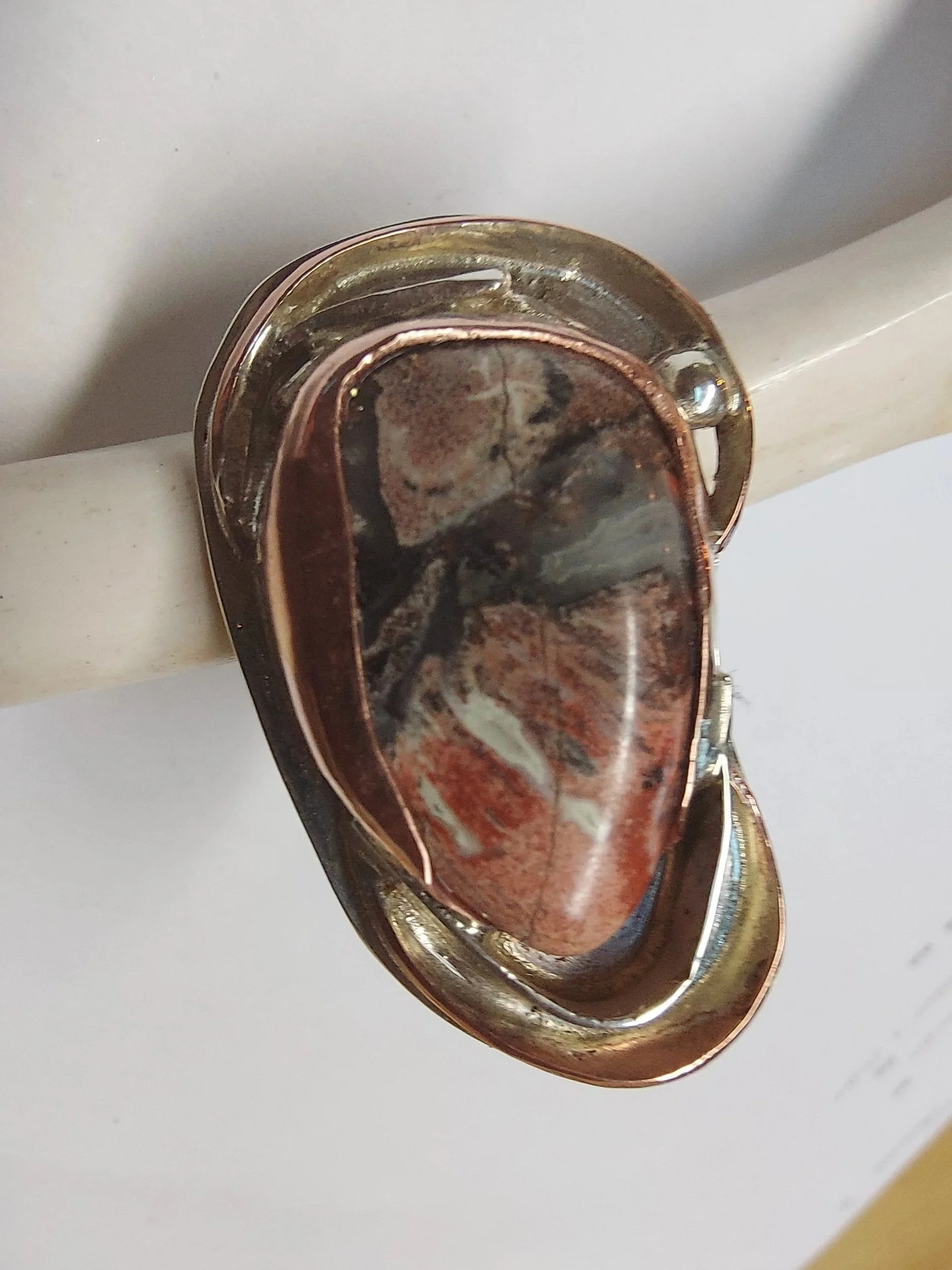 Bague argent-cuivre jaspe