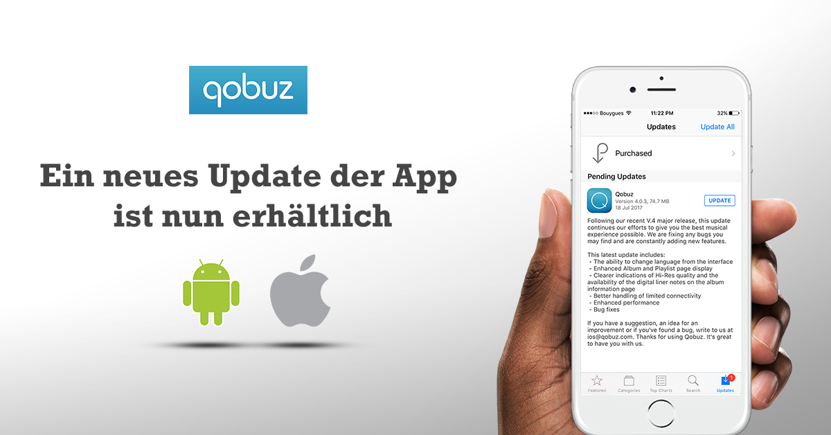 Aktualisieren Sie die Qobuz-App für iOS und Android!