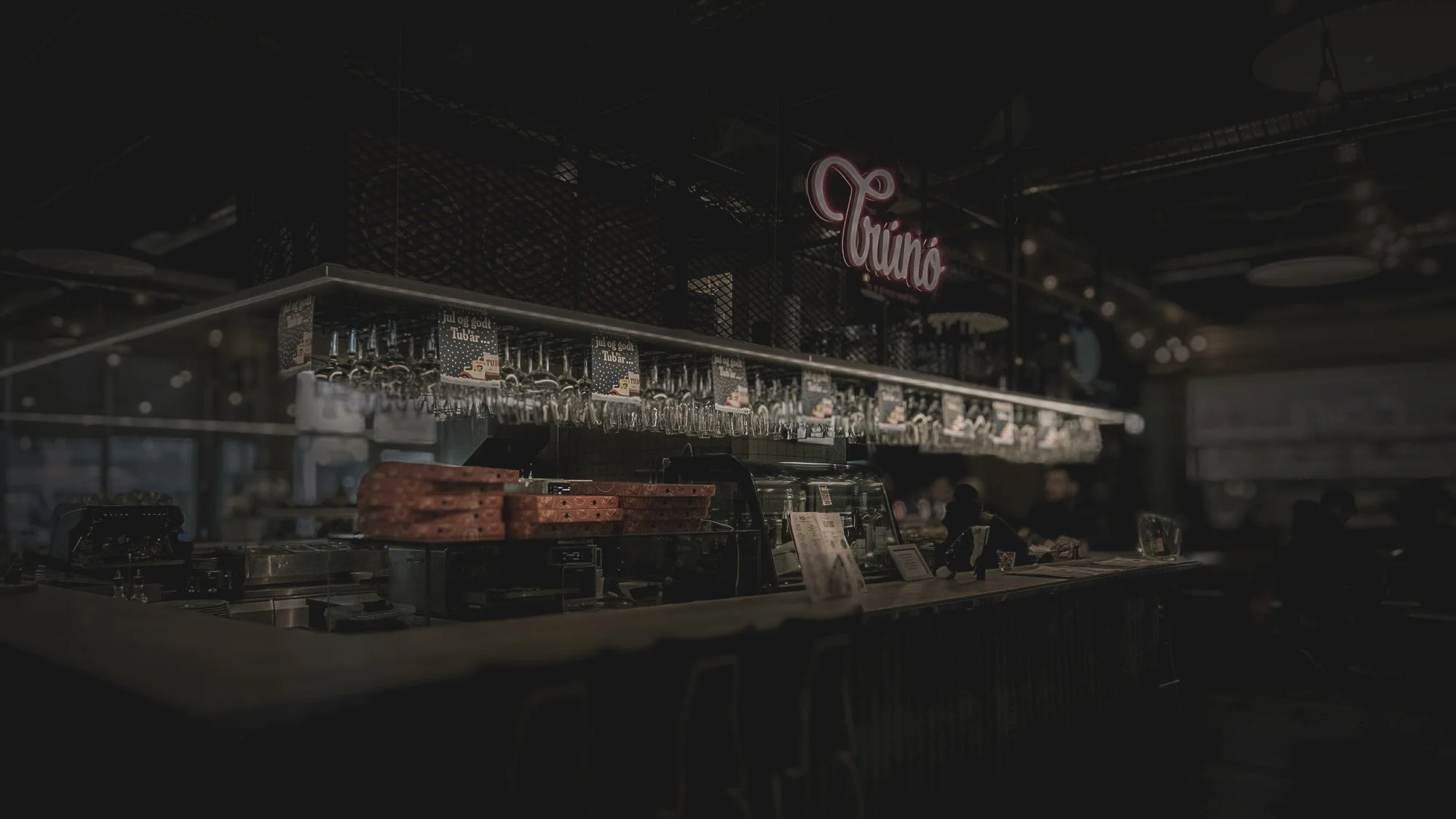 Dimly lit bar or caf