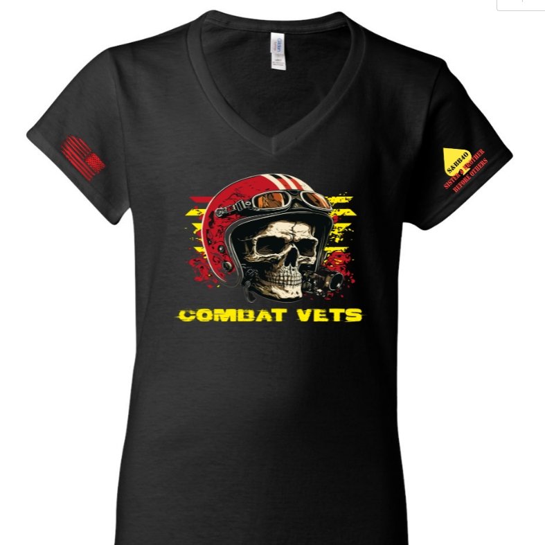 Combat Vets Skull Shirt V-Neck (Ladies)