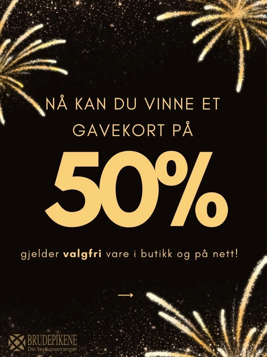 Vi tjuvstarter 2026-sesongen og deler ut et gavekort p&aring; 50% p&aring; VALGFRI vare - i butikk og p&aring; nett! 🎉

Kunne du tenke deg 50% p&aring; et str&oslash;mpeb&aring;nd, ei veske eller en cape? Eller hva med rett og slett 50% p&aring; en 
