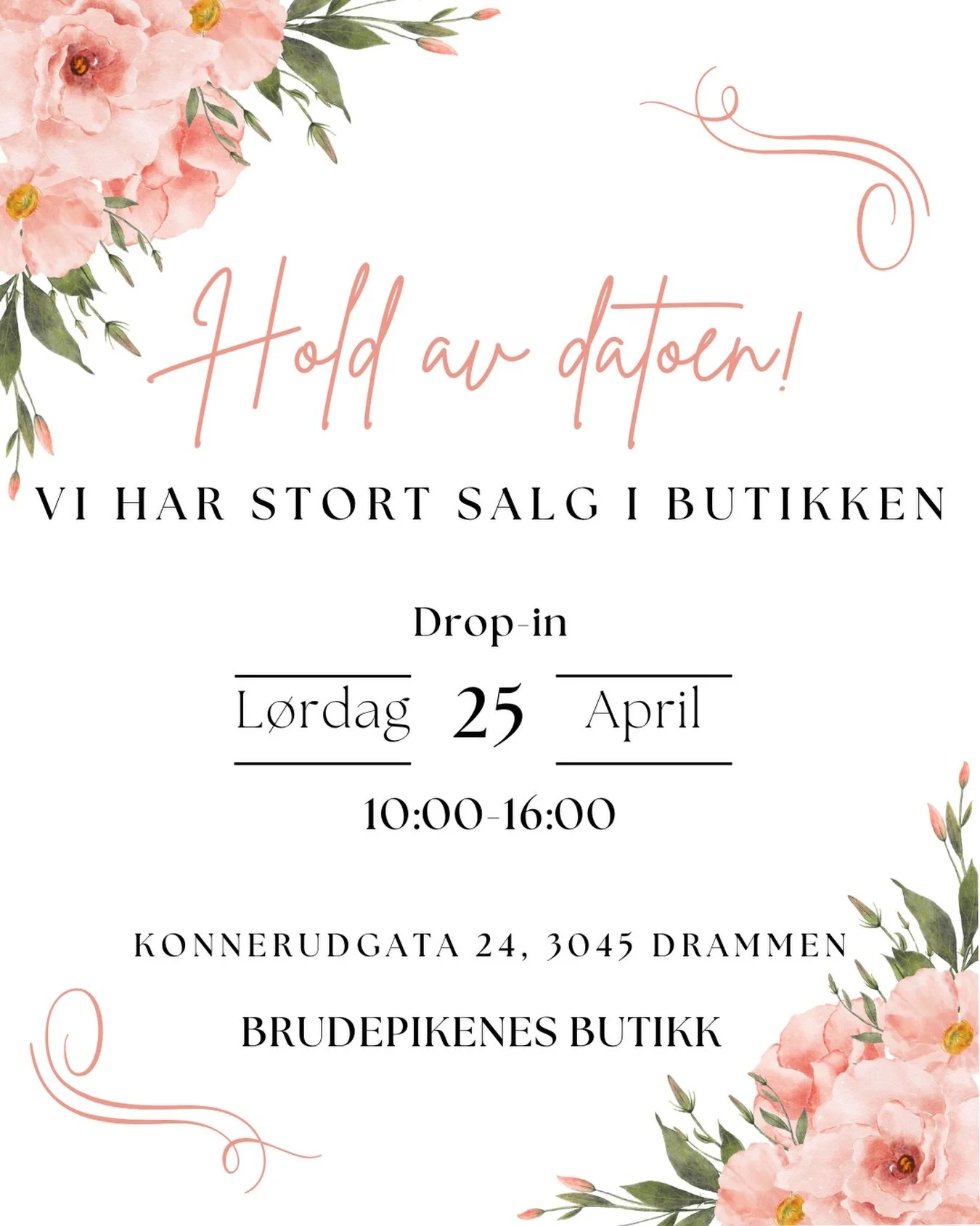 Vi gjentar suksessen fra i fjor og kj&oslash;rer nytt SALG!
L&oslash;rdag 25.april kan du gj&oslash;re et skikkelig kupp i butikken v&aring;r 🤑

Drop-in mellom kl.10:00-16:00.

Uka f&oslash;r kommer vi til &aring; poste noen av godsakene du kan sikr