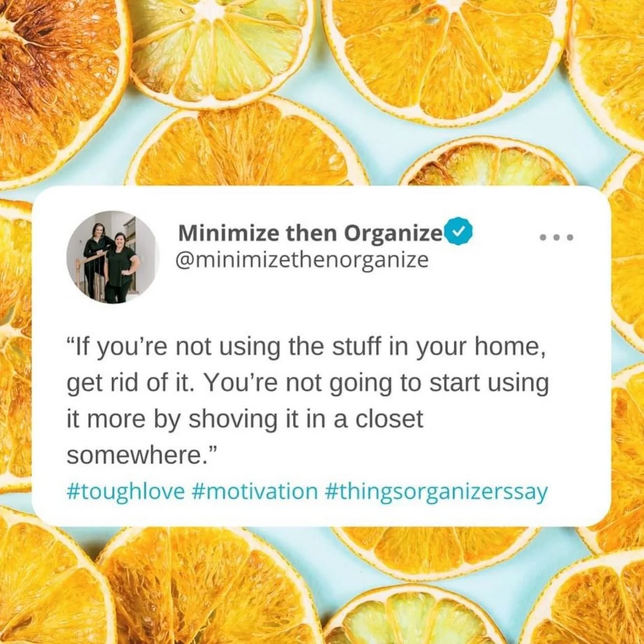 My dear friends at @minimizethenorganize are never ever off on their takes. (Plus they&rsquo;re hilarious and a great follow!) 

But seriously&hellip;it&rsquo;s not going to be used more shoved in a closet. Donate it!!!