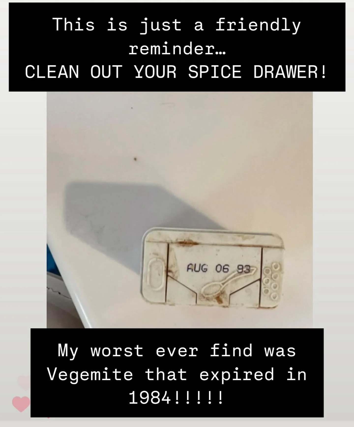 Spices expire! Ask any professional organizer and they&rsquo;ll tell you that spice drawers rarely get touched. Do a spice cleanout and your cooking will taste better too as a bonus!
