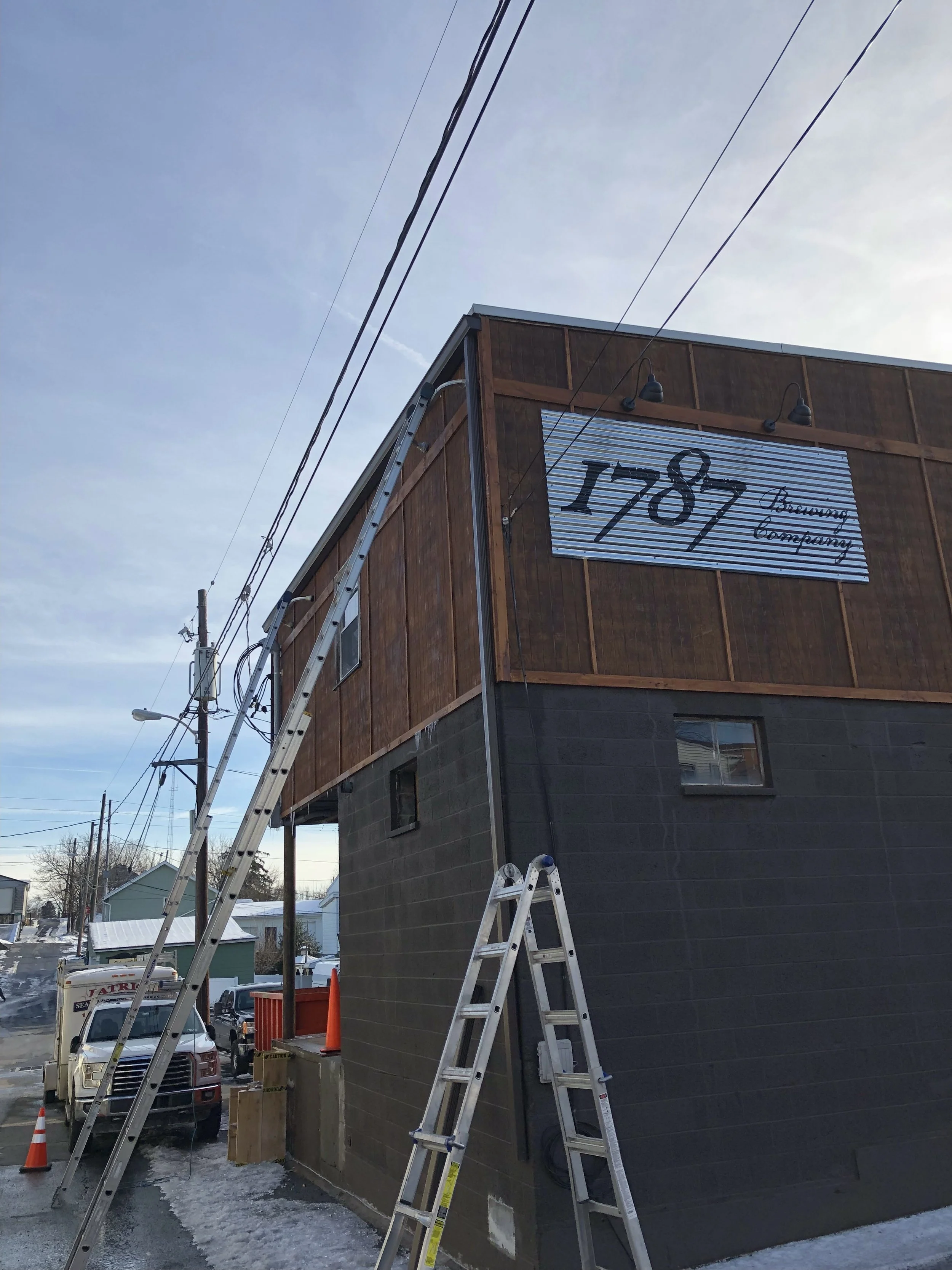 Seamless K-gutter added to a local brewery in Hamburg Berks County.