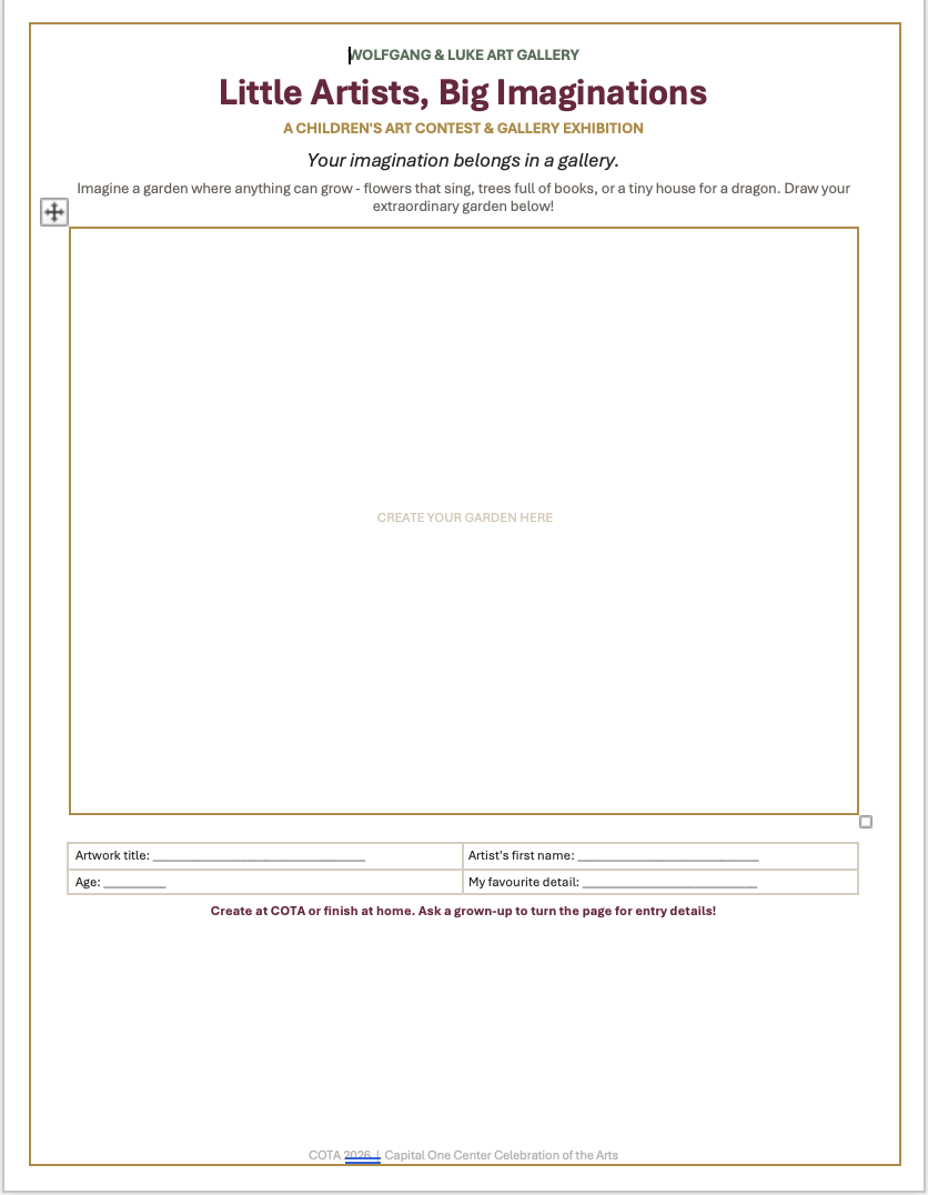 2026 Children’s Art Contest &amp; Gallery Exhibition Entry Window