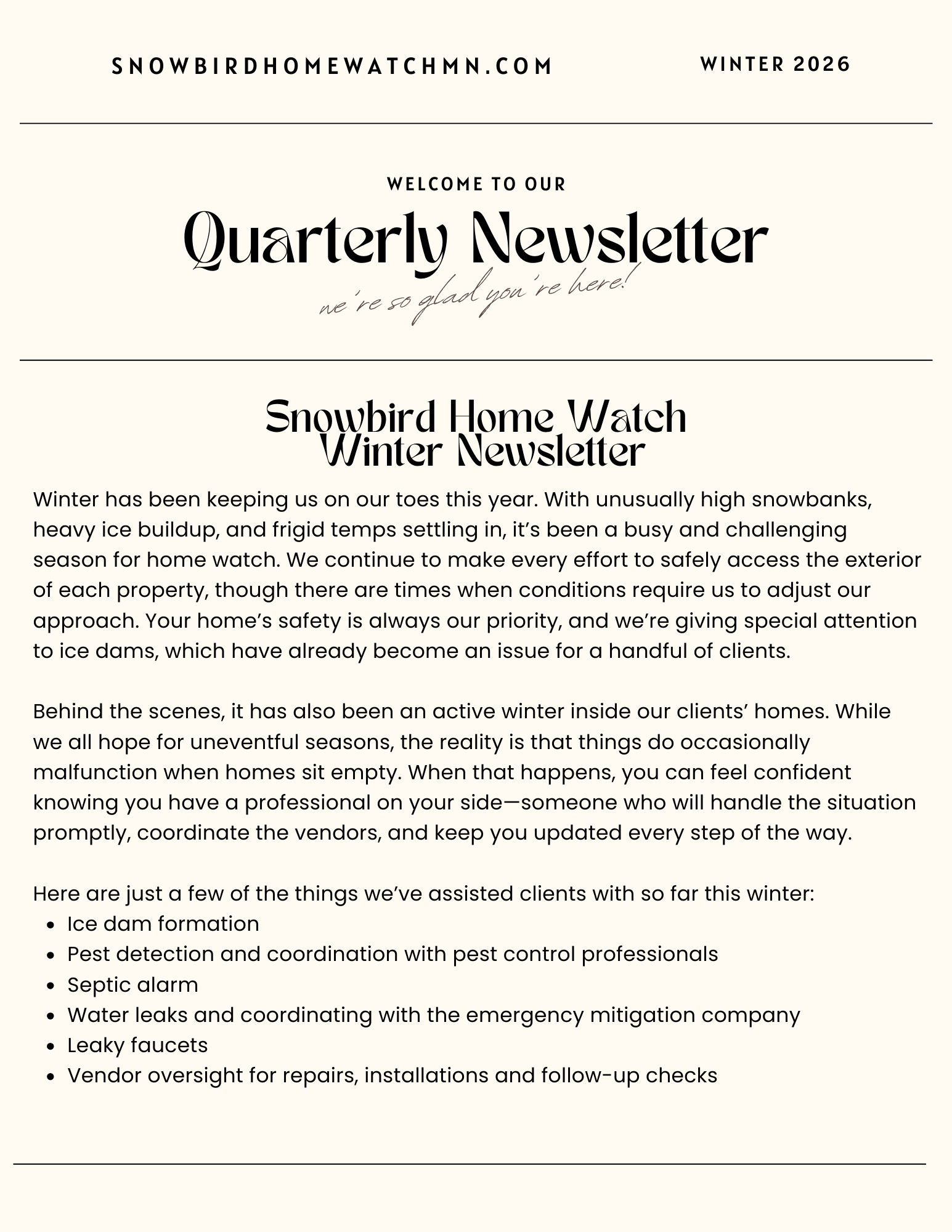 Winter Newsletter