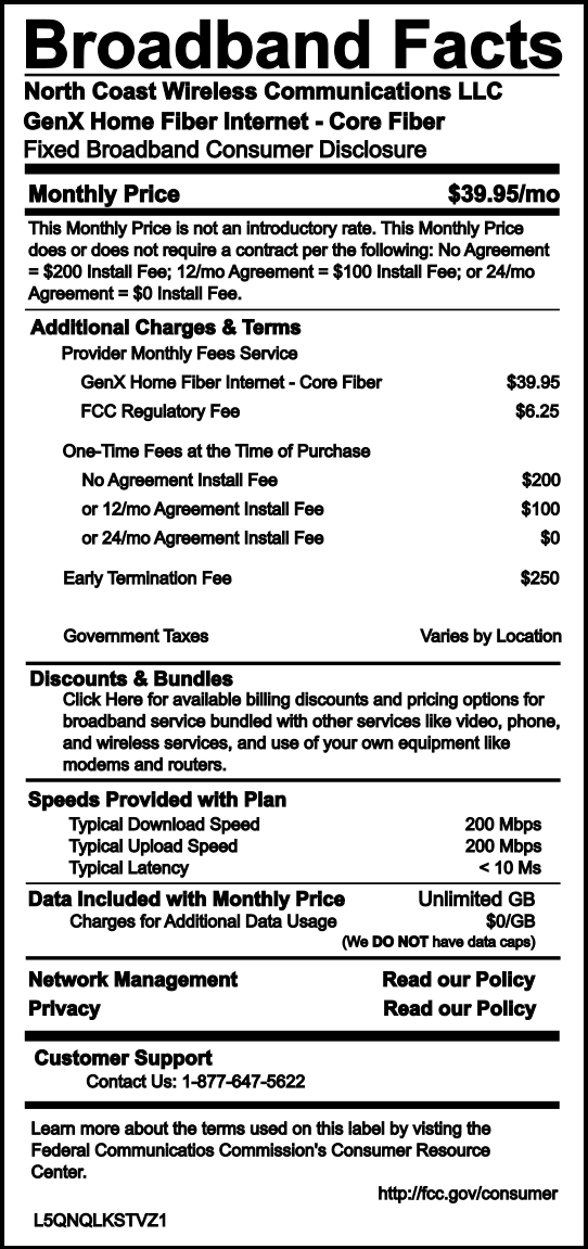 GenX Home Fiber Internet - Core Fiber