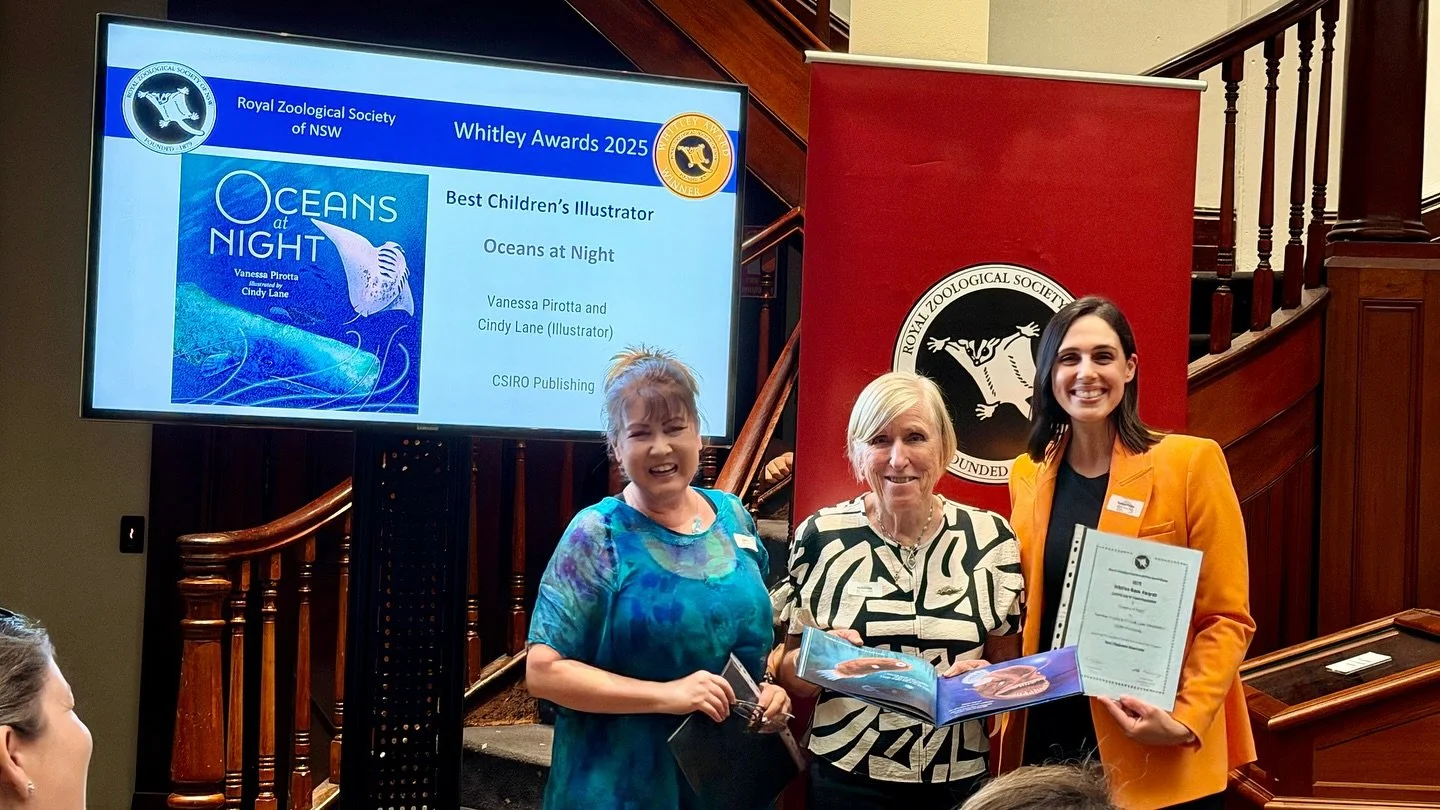 I'm so honoured and still smiling, as the wonderful Royal Zoological Society of NSW @rzs_nsw have awarded me a Whitley Book Award - Best Children&rsquo;s Illustrator, for Oceans at Night. Written by the fab @drvanessapirotta and published by the amaz