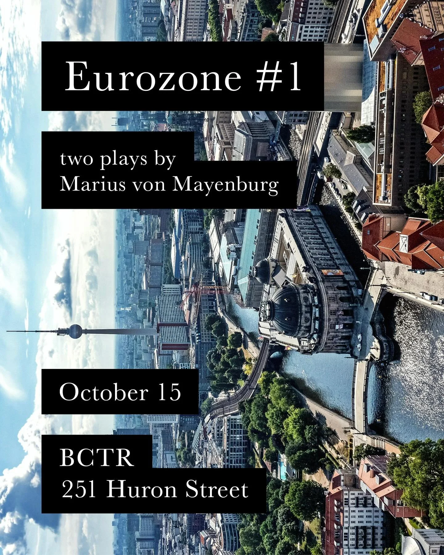 Eurozone Reading Series Vol. 1:&nbsp;Two plays by Marius von Mayenburg&nbsp;
Curated by Seth Bockley @sethboke 

Wednesday, Oct. 15th @ 6:30pm

$7
Ticket link in bio

Funny, unsettling, brand new, all-too-human plays from Berlin&rsquo;s sharpest play
