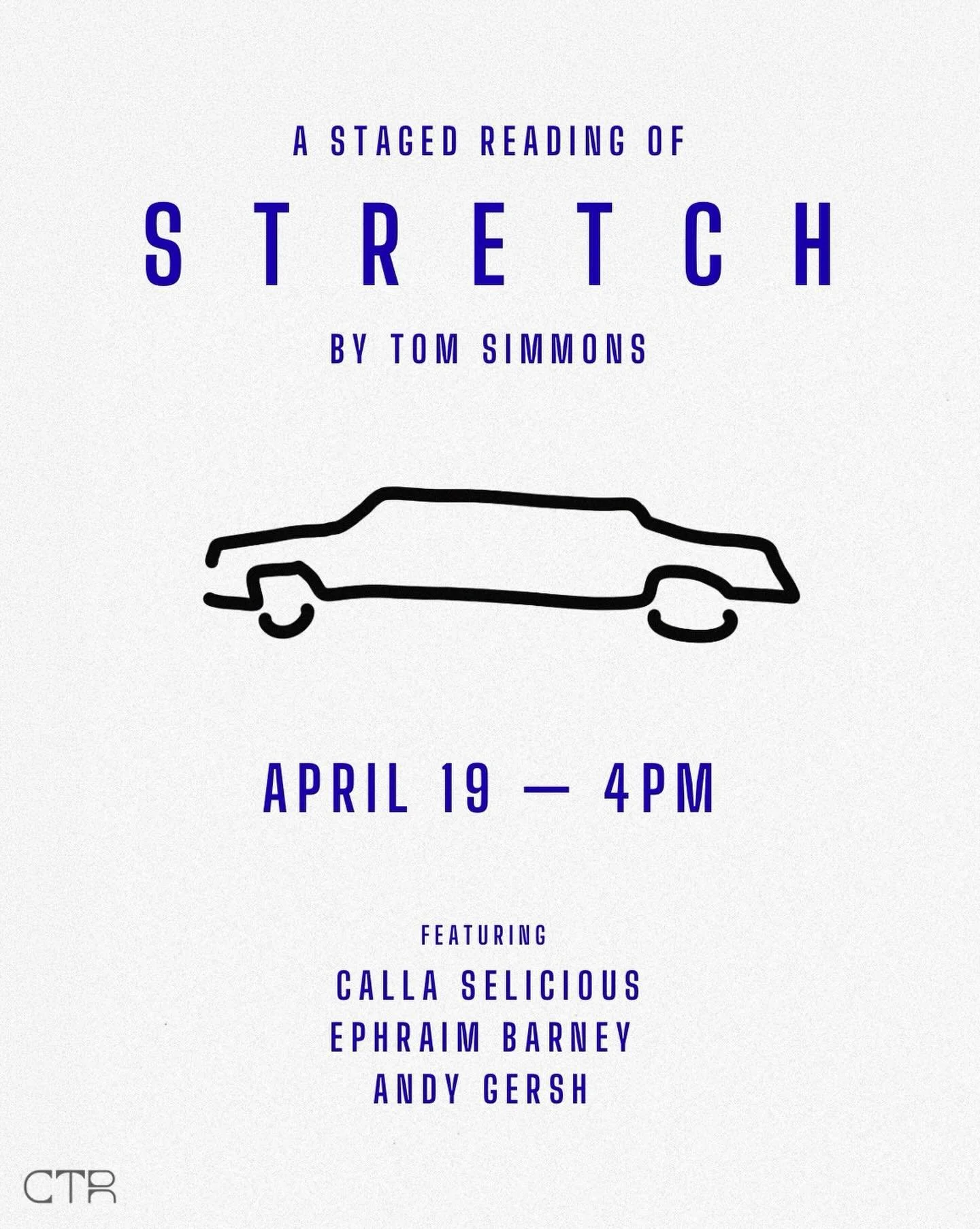 CTR PLAY LAB: STRETCH by Tom Simmons

📅: Sunday, April 19th &mdash; 4pm
📍: Studio 17 &mdash; 13 W 17th St. 3rd Floor
🎟️: Eventbrite in bio