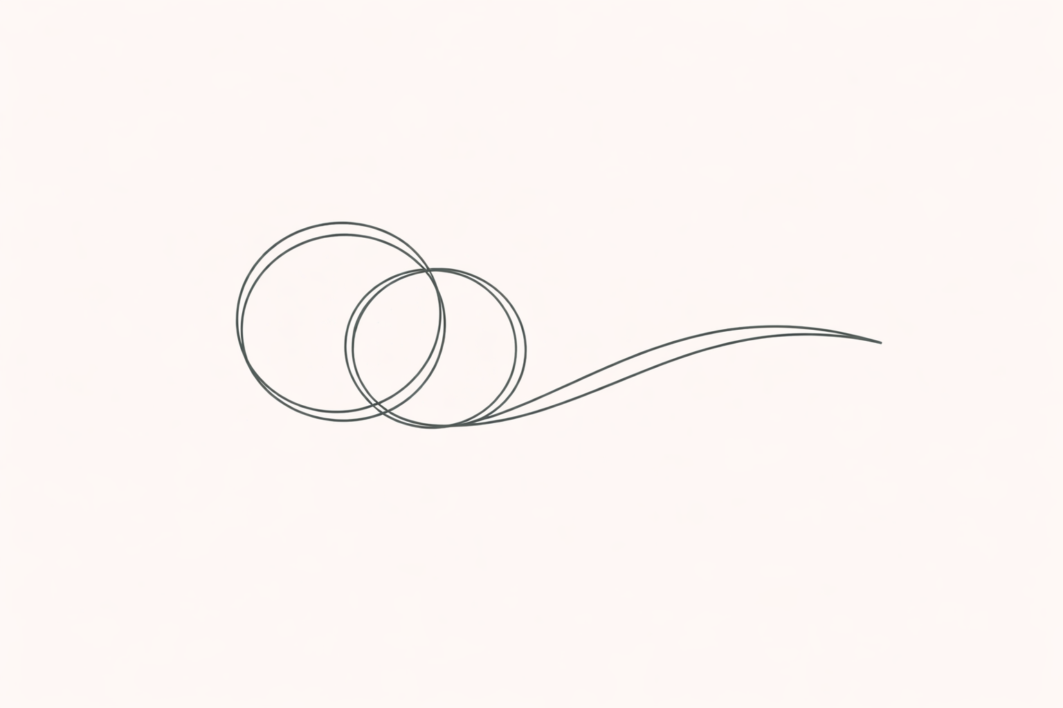 abstract line drawing of two circles swooping out into a line