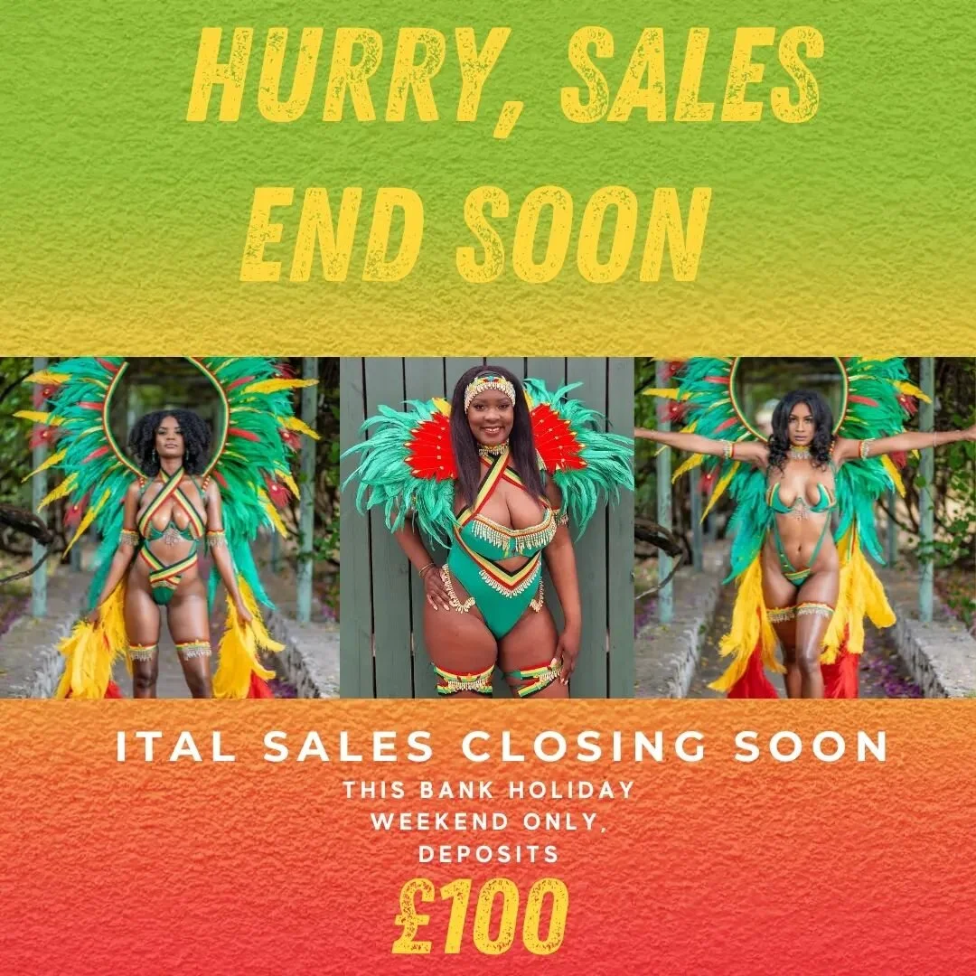 We will soon be taking our FINAL ORDERS. If you have been waiting to register with ITAL, this is your sign - deposits only &pound;100 for the Bank Holiday Weekend!❤️💛💚

#Hurry #linkinbio #SalesClosing #RegisterNow #IslandGirl #EMPRESS #ITAL #DjanDM