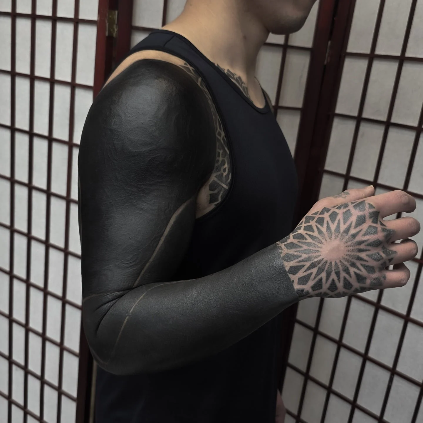 Finished blackout by section. 
Rest is all healed up.
.
.
.
.
Booking for 2026 in NYC and Staten Island
.
.
.
.
Take care of your tattoo, eat good, listen to your body. I did my part, now your body has to do its part and you also have to do yours.🔥
