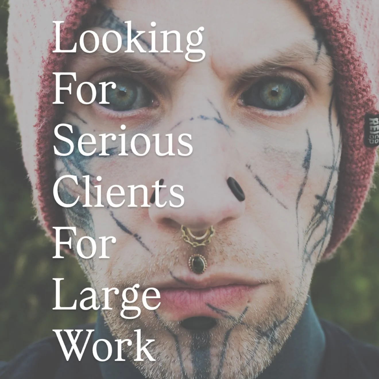 I am looking for clients that are wanting full back pieces, anywhere from full back blackwork designs, or full back to back of legs as well. I am wanting to do a project consisting between a few people, and different styles, between blackout, paint s