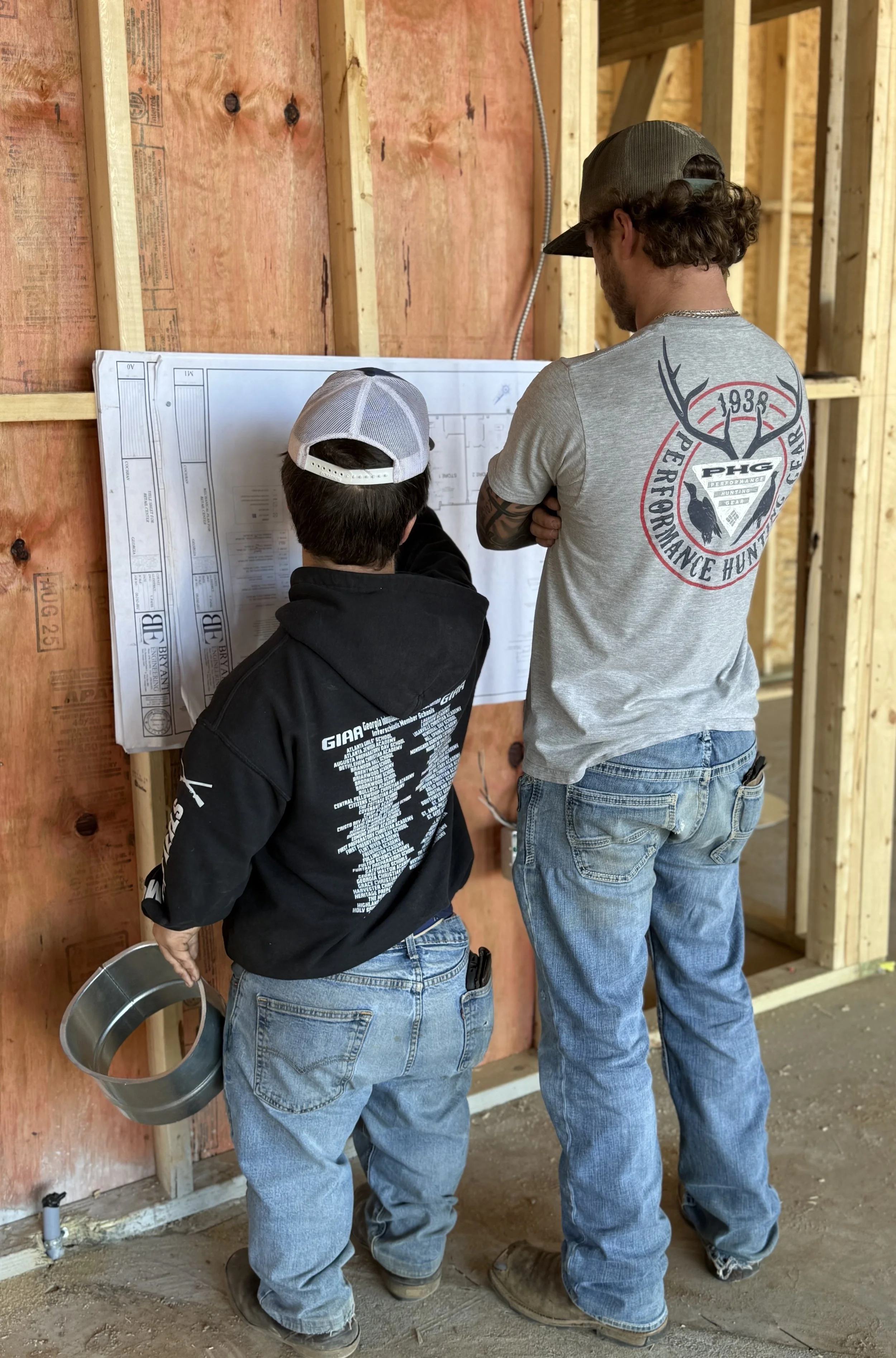 Reviewing site plans in Cochran GA on a commercial HVAC installation