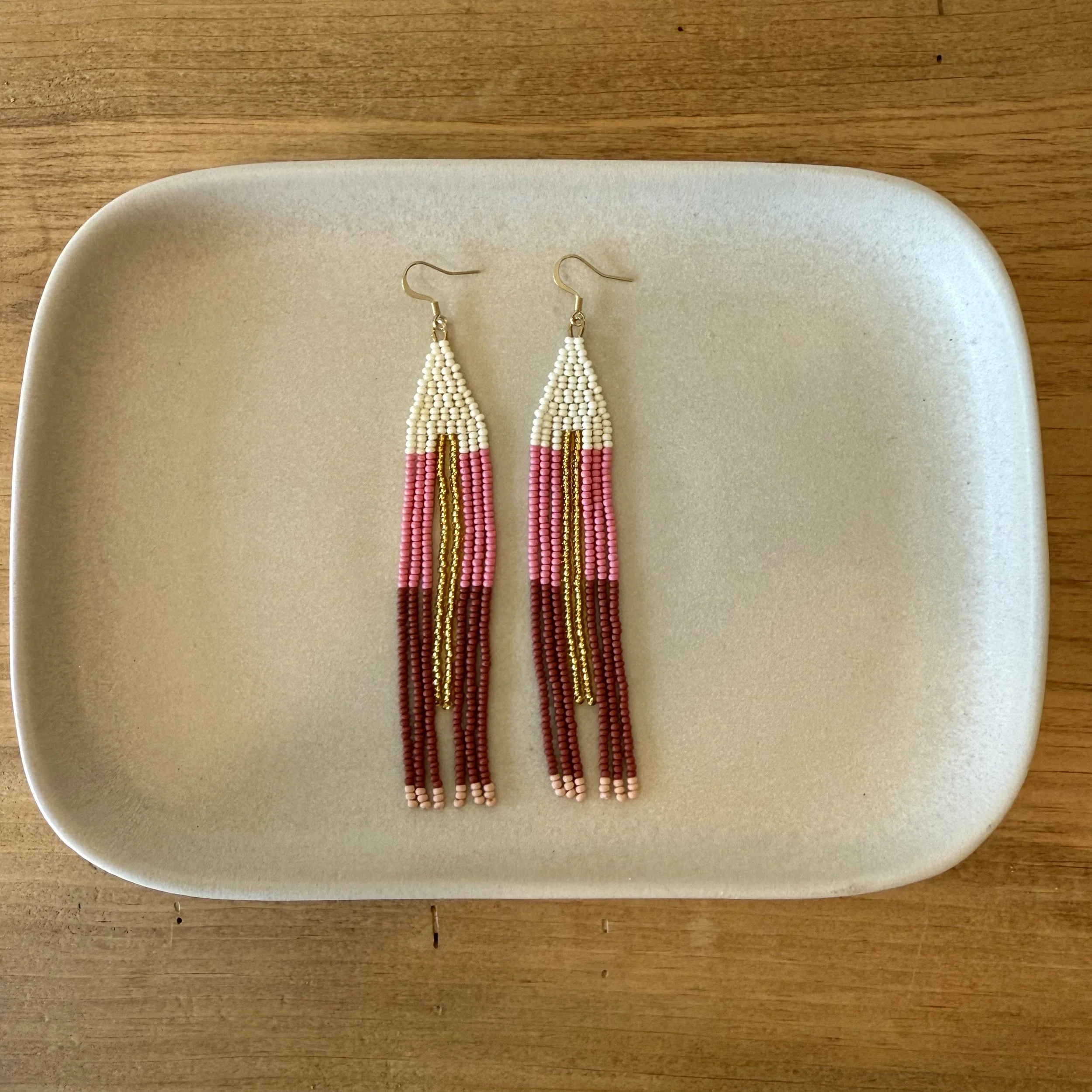 Pink/brown/gold fringes