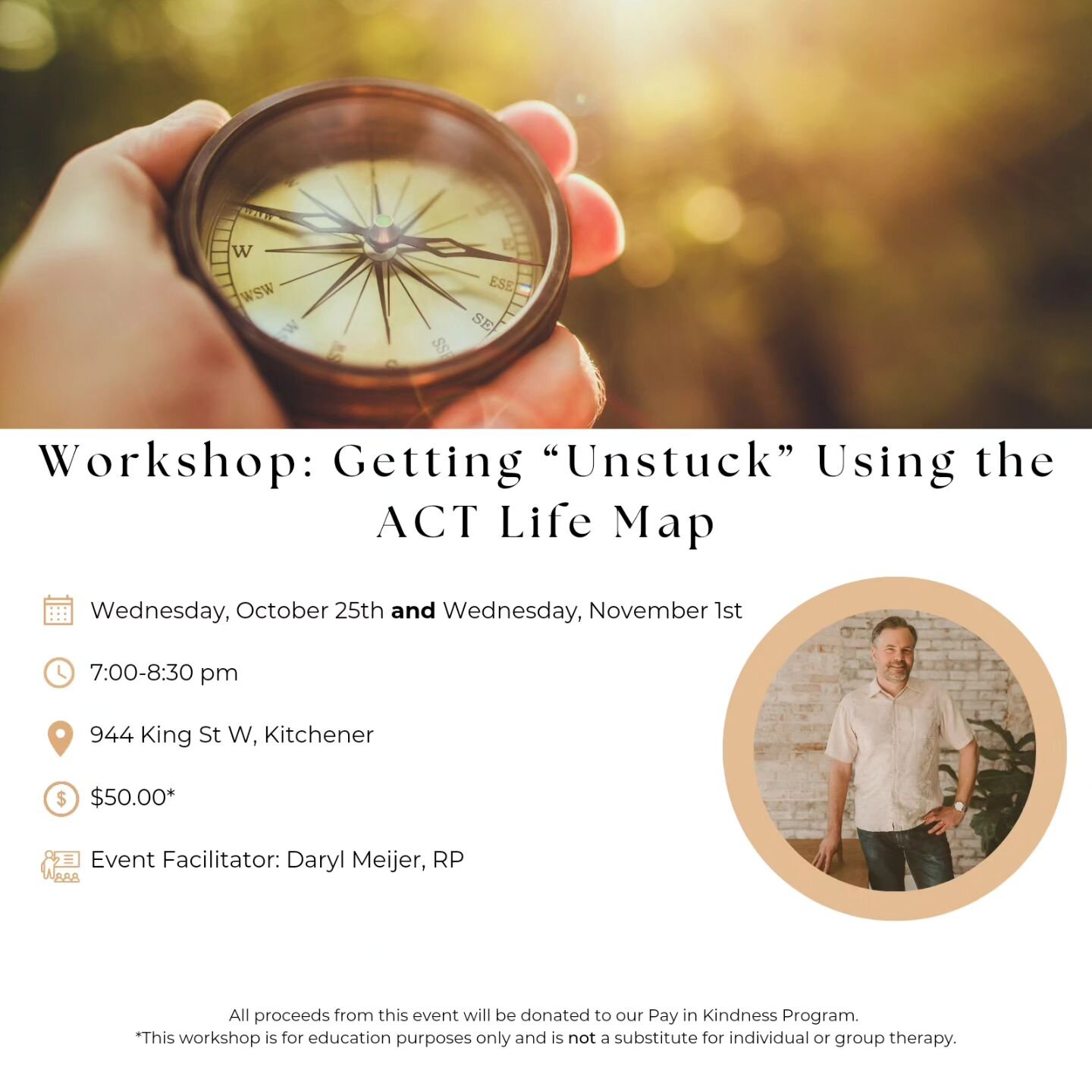 WORKSHOP: Getting &quot;unstuck&quot; using the ACT Life Map!

Many people can relate to feeling stuck, whether in their education, their job, their sense of self, their friendships, family or personal relationships.

In this two-night event, Registe