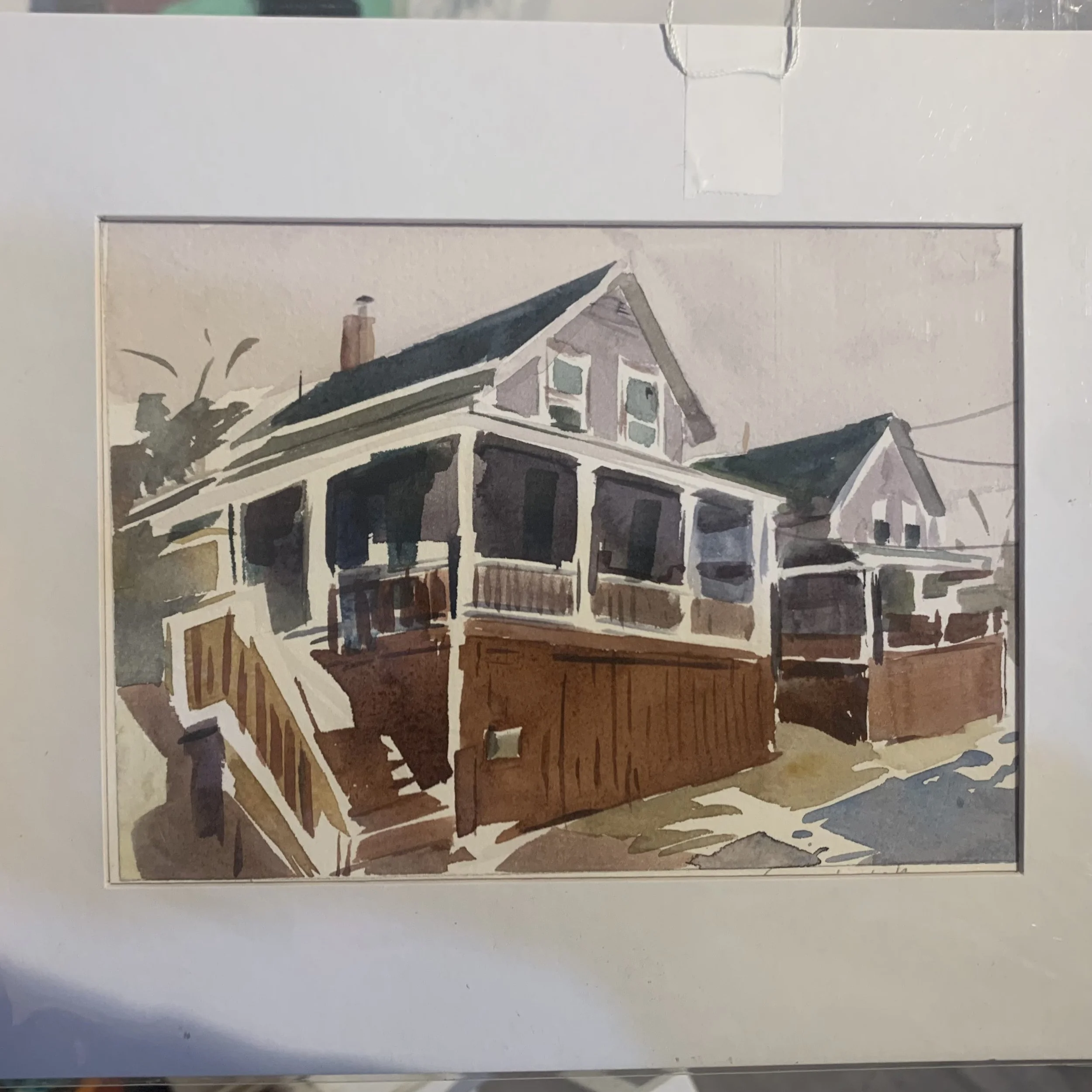 Original matted 5”x7” watercolor Rockport Cottages