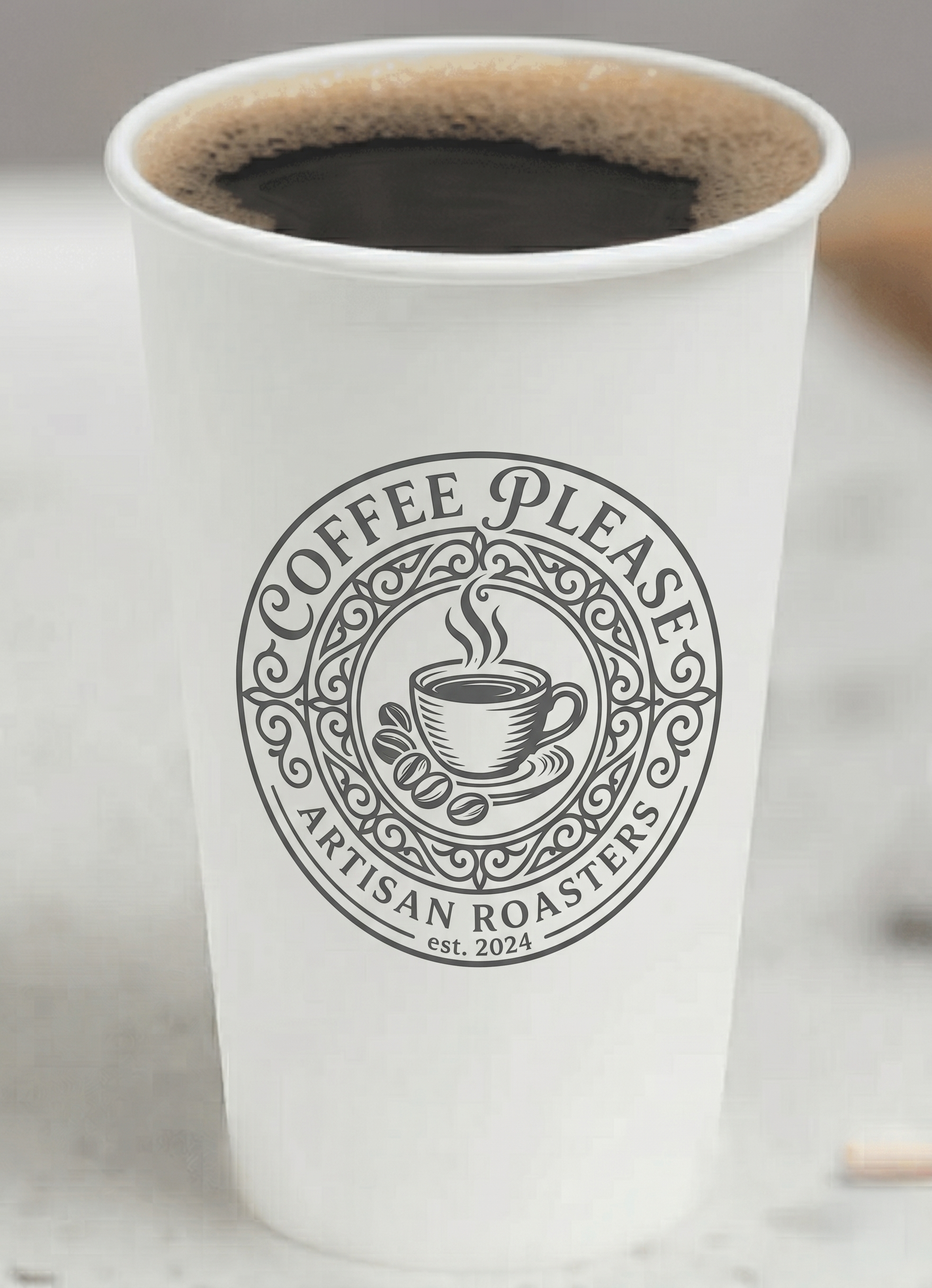 Custom printed hot coffee cup with custom logo