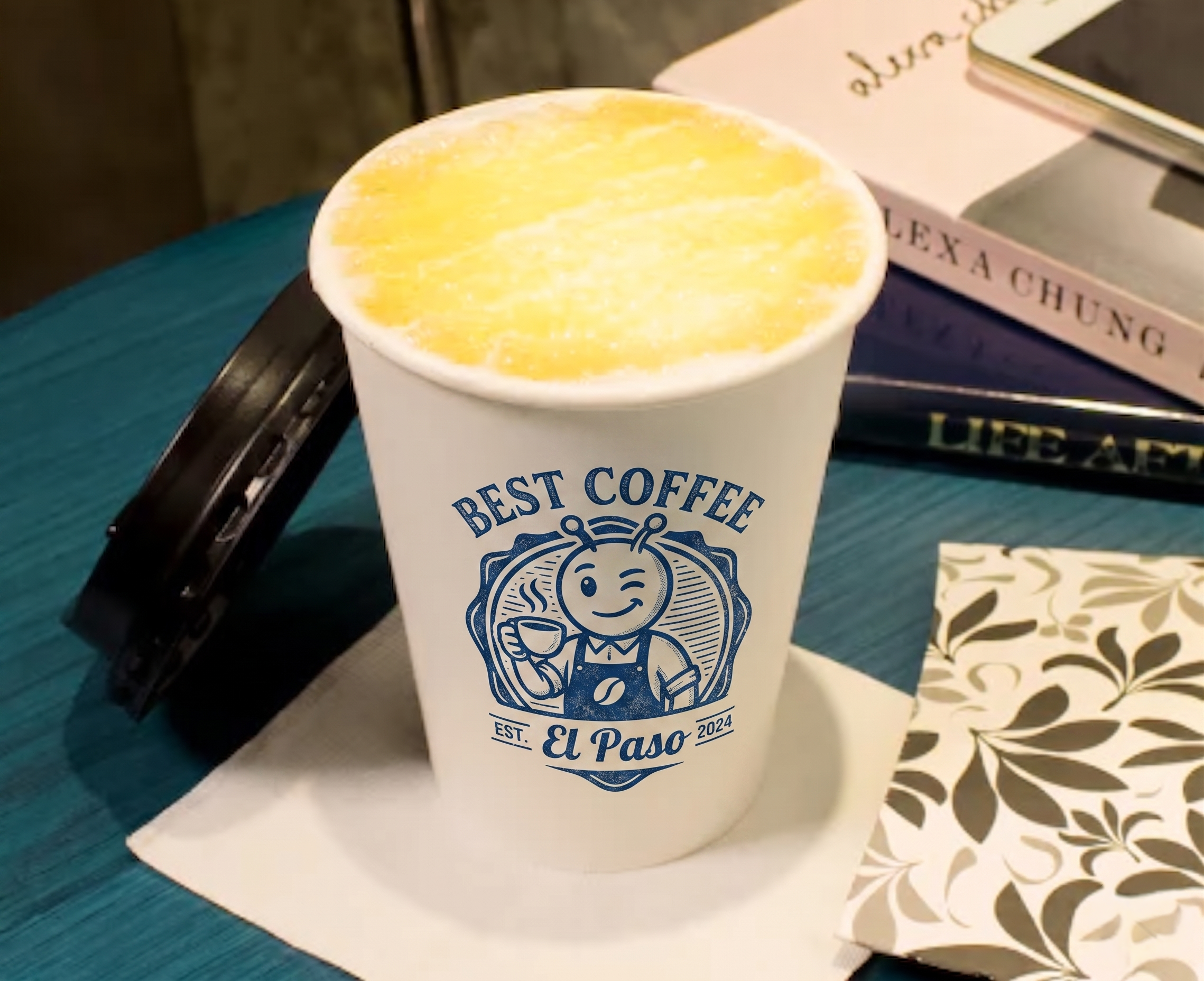 Custom printed hot coffee cup with custom logo