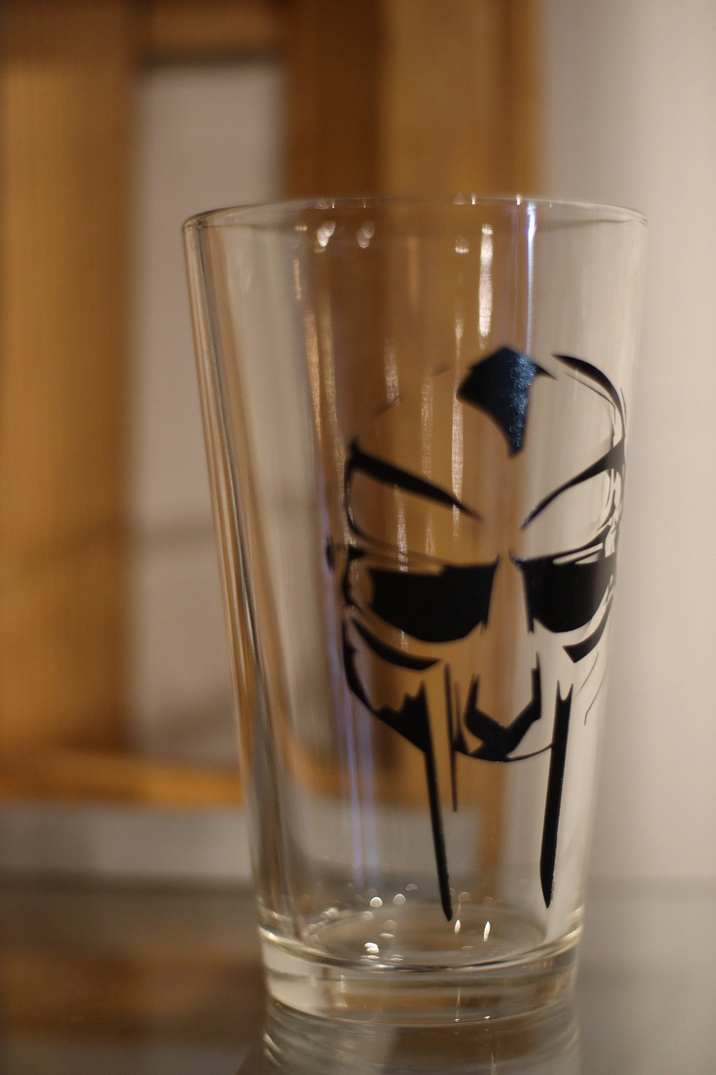 Custom printed pint glass with custom logo