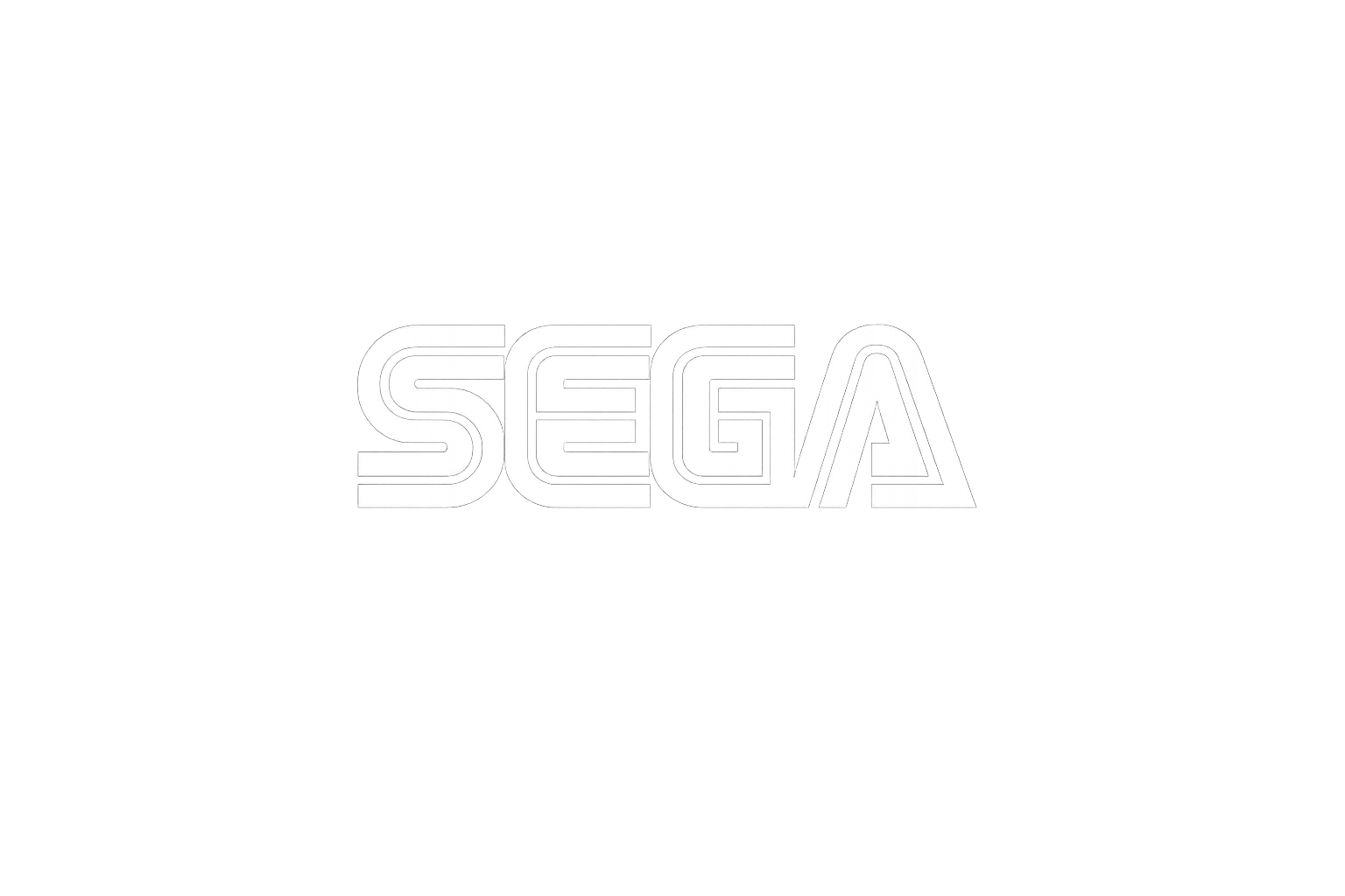 Neon sign of the SEGA logo on a gray wall.