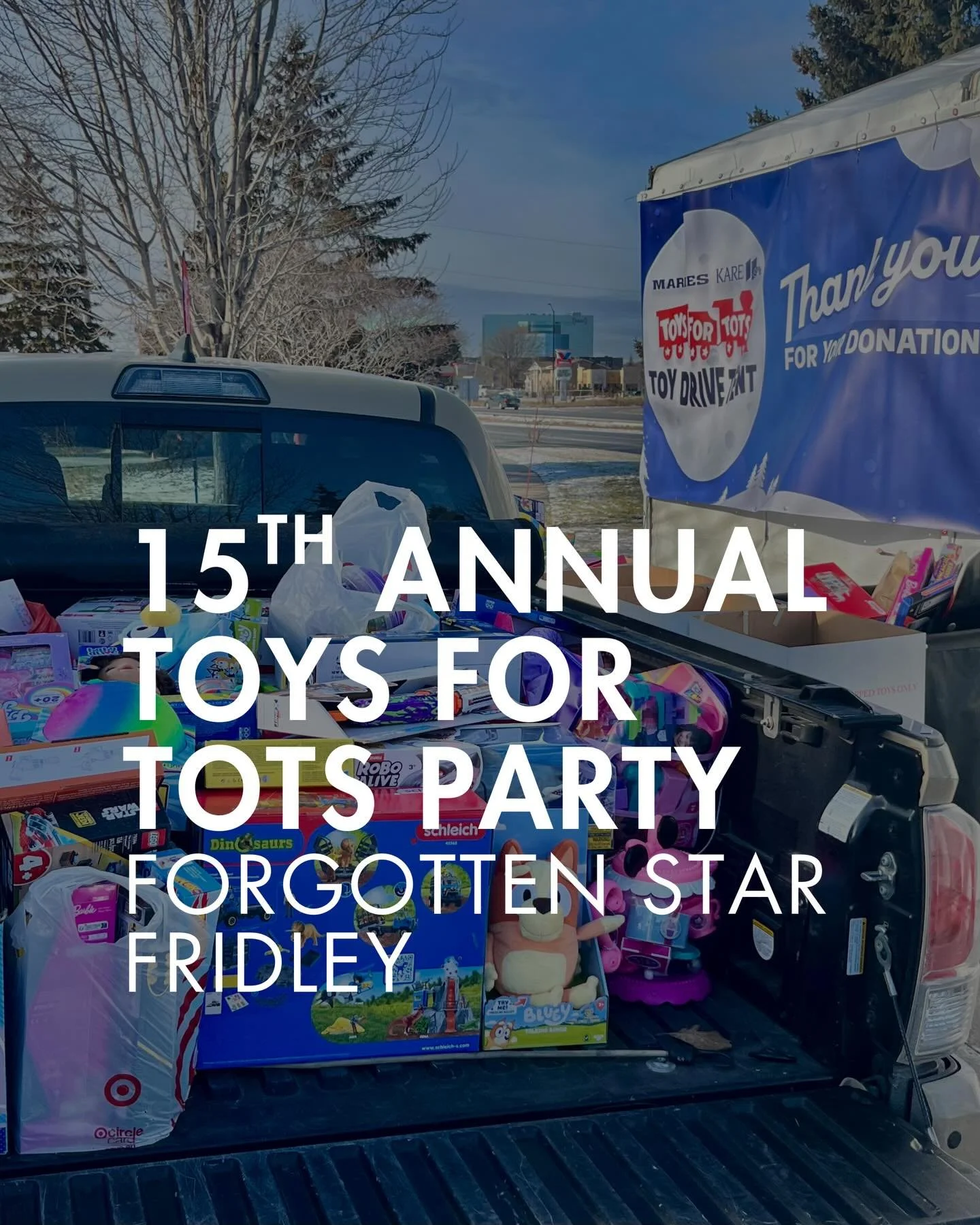 Our Toys for Tots party is coming up! We&rsquo;ll be getting together to be merry and to gather donations. 

Last year, we donated 127 toys, and I&rsquo;d love to beat that number this year.

So join us! Bring a new, unwrapped toy for donation, and y