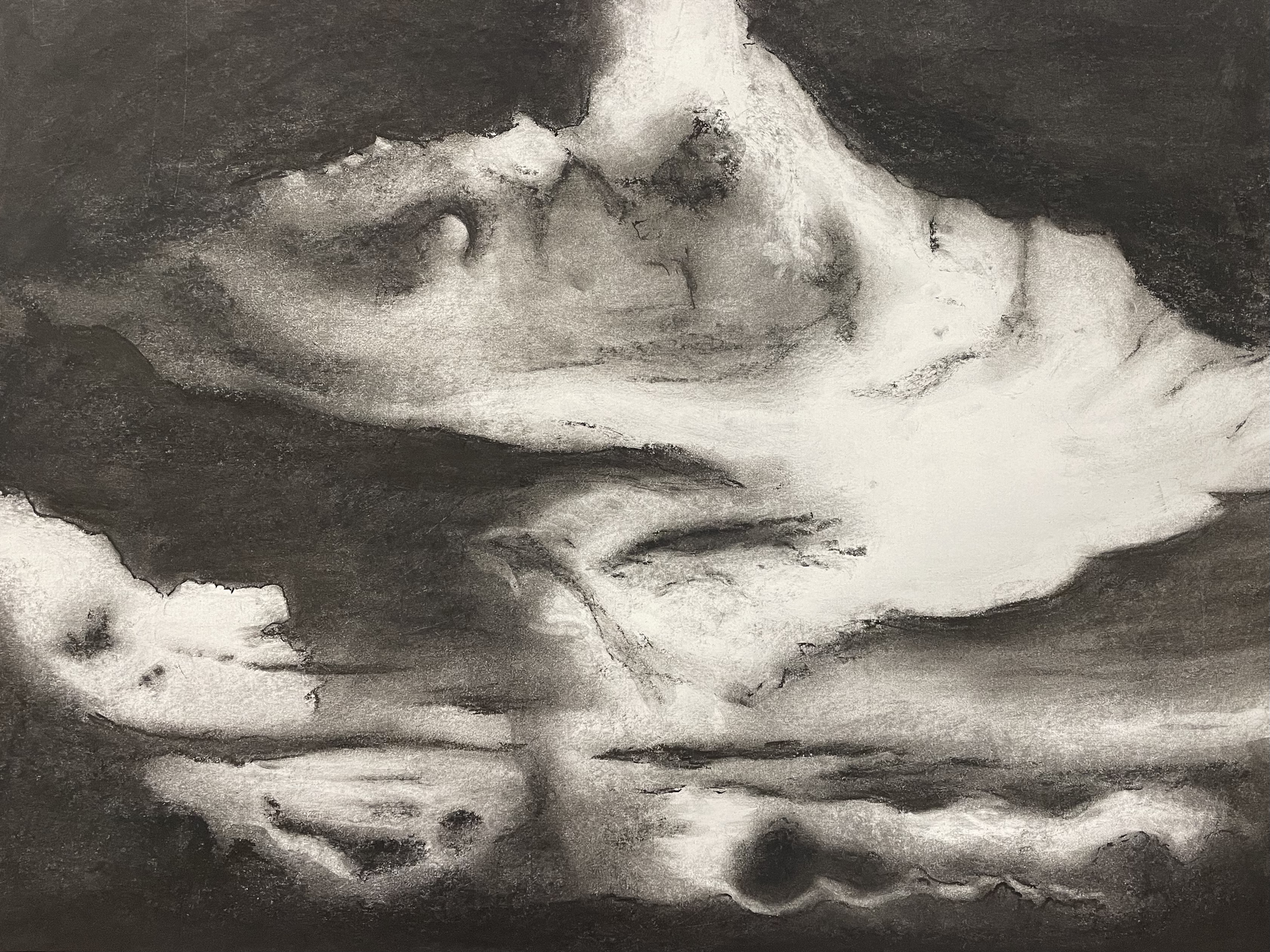 Blurred Explosion, 18x24 in, charcoal pencil, compressed charcoal, vine charcoal