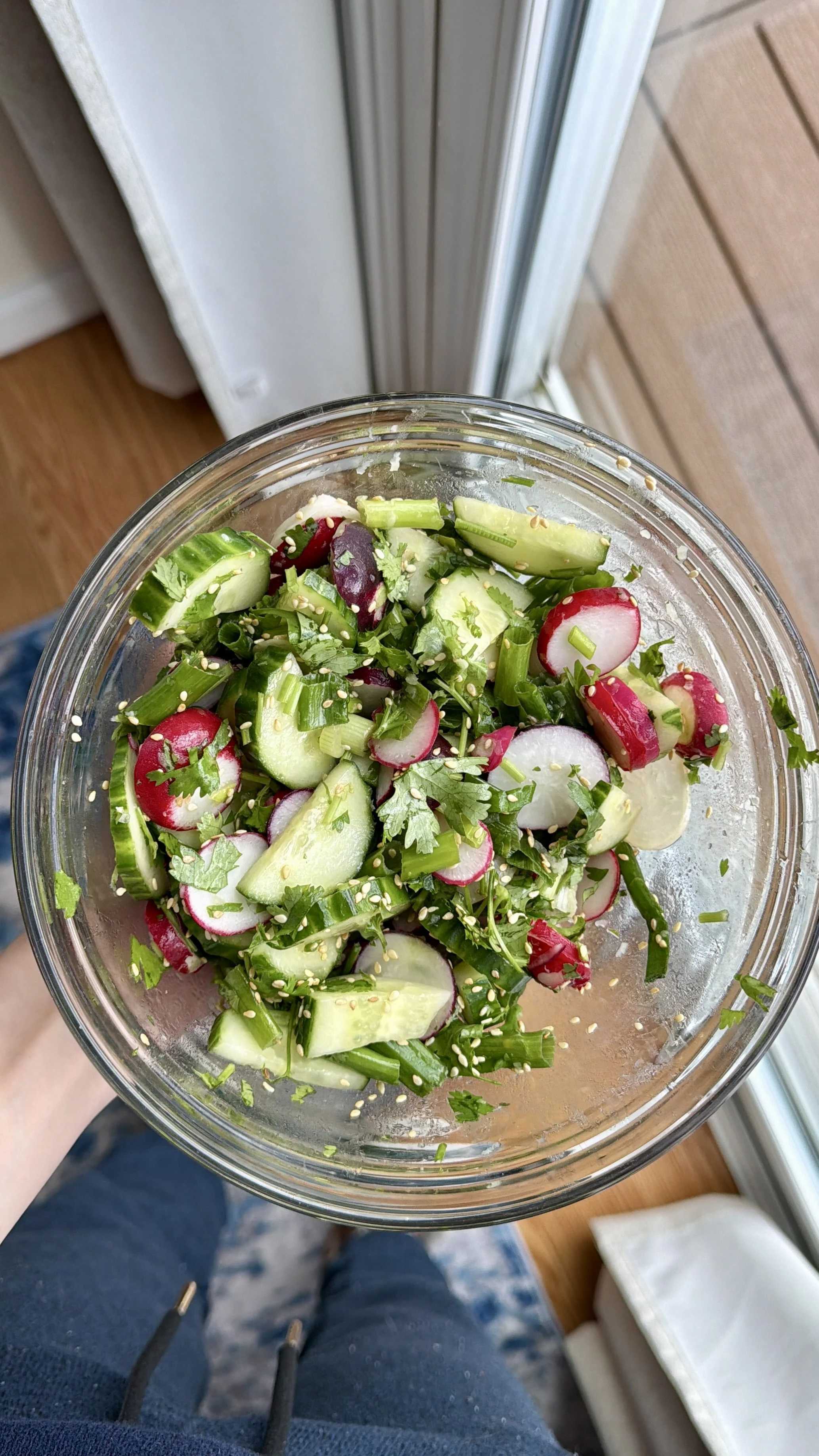 Cucumber Radish Salad w Tuna Onigiri