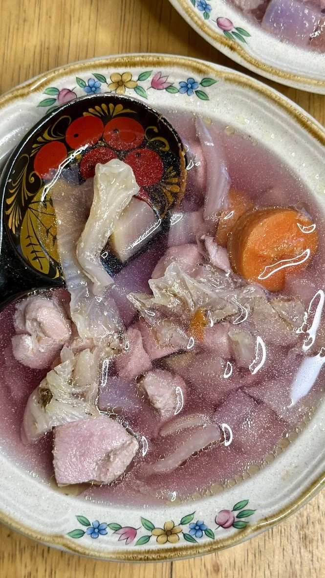 Purple &amp; Watermelon Radish Chicken Soup