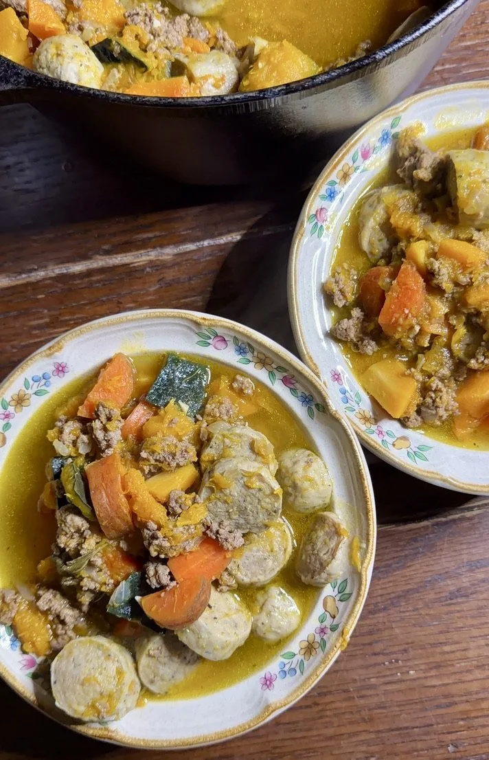 Winter Squash, Beef  &amp; Sausage Stew