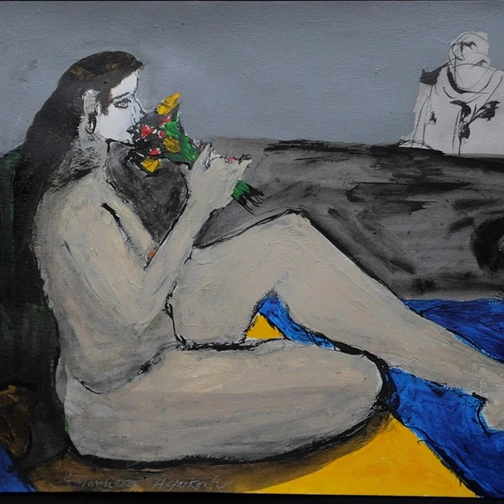 Reclining woman with flowers