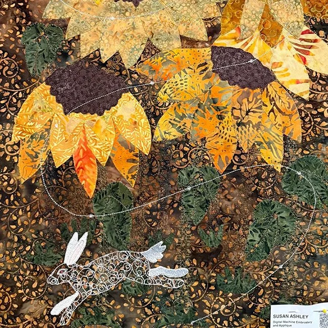 fabric sunflowers with rabbit