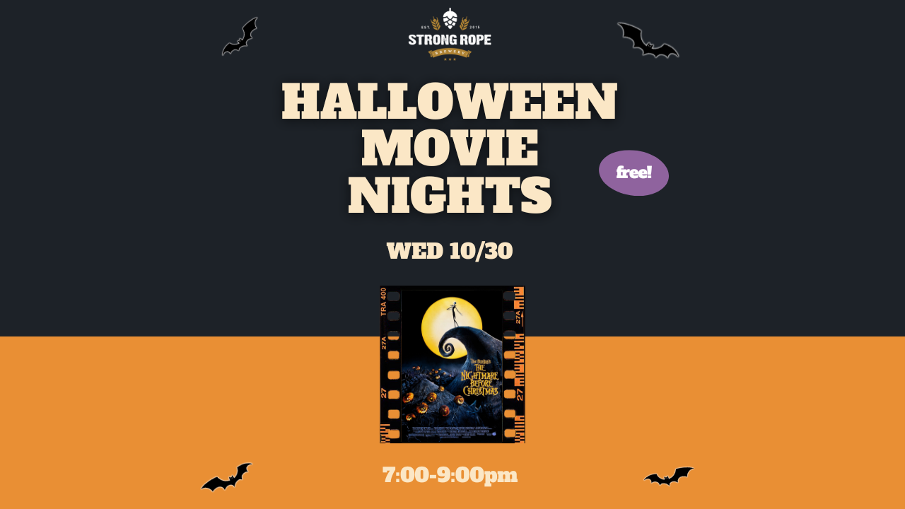 Halloween Movie Nights Free! Wed 10/30 The Nightmare Before Christmas 7-9 pm