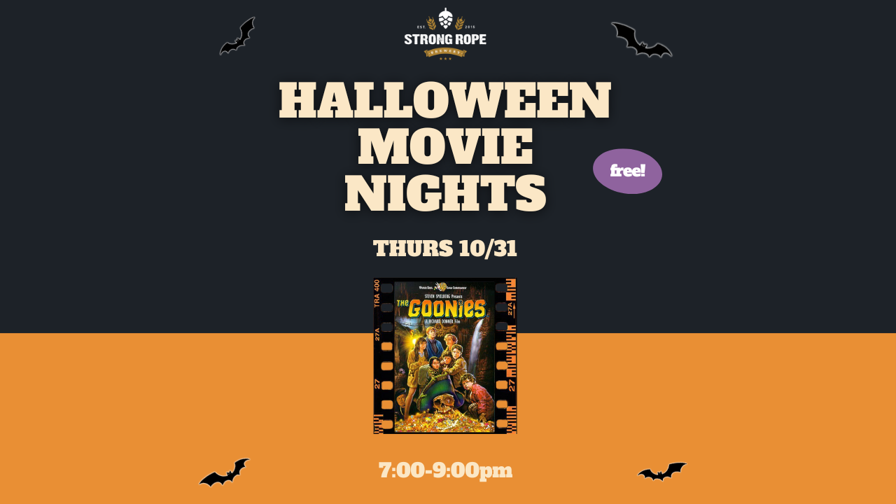 Halloween Movie Nights Free! Thurs 10/31 Goonies 7-9 pm