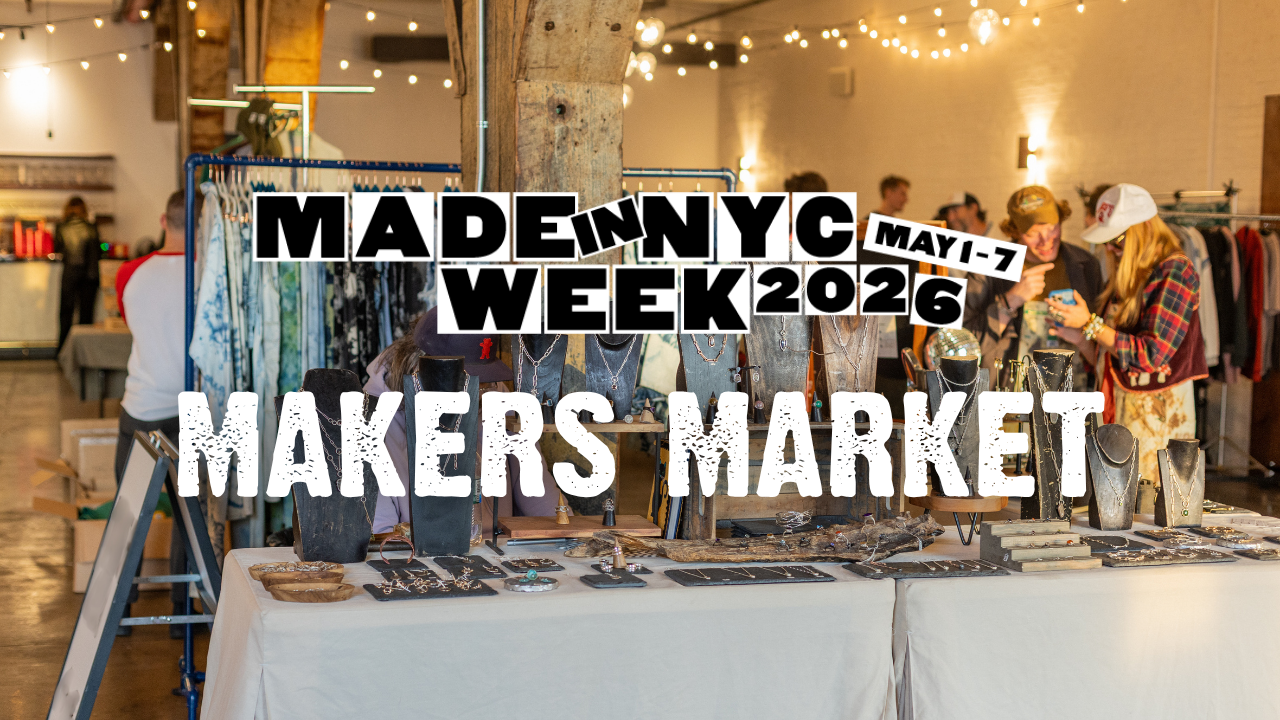 Made In NYC Week May 1-7 2026 Makers Market with shoppers in a pop-up market in a taproom featuring jewelry and clothes