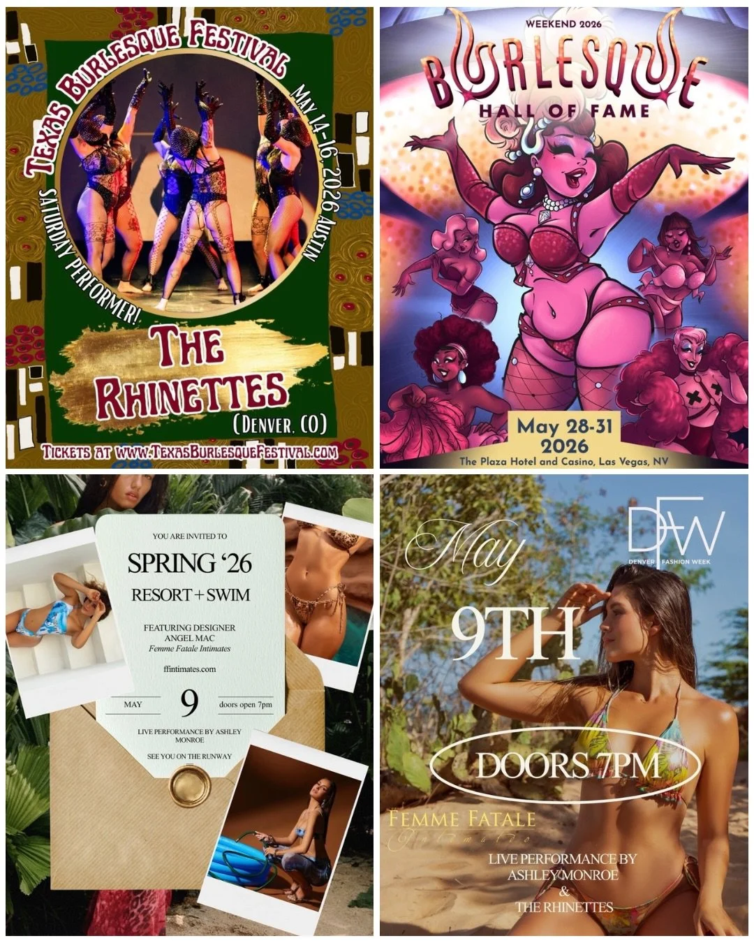 it&rsquo;s a big month for @therhinettes ! 😍

starting off strong with a swimsuit fashion show with @femmefataledenver_intimates for denver fashion week! 🤤 we cannot wait for yall to obsess over what you bring to runway 😏

after that, we are heade