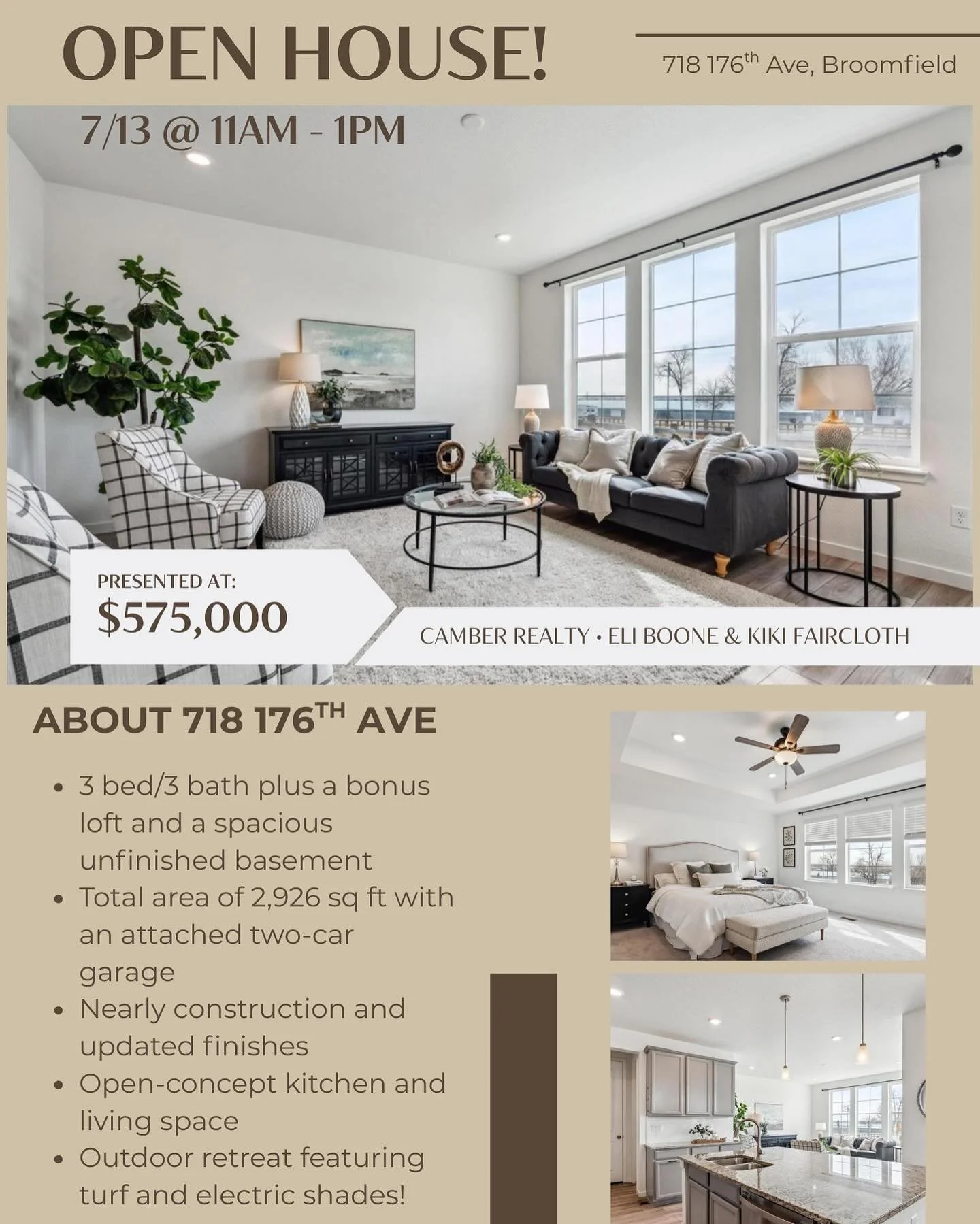Join us on the Palisade Park Open House Tour. 7 open houses with a wide range of prices, square footage, and special features. Come see me between 11 am and 1 pm at 718 176th Ave in Broomfield. This is an amazing neighborhood with value &amp; opportu