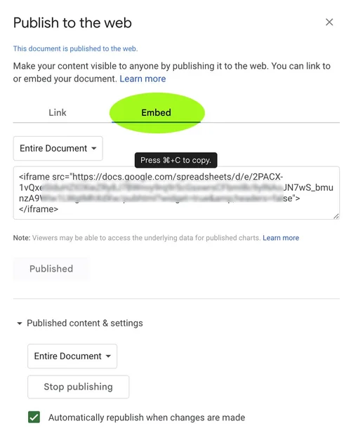How to Embed Google Sheets Squarespace — Deep Dish Creative