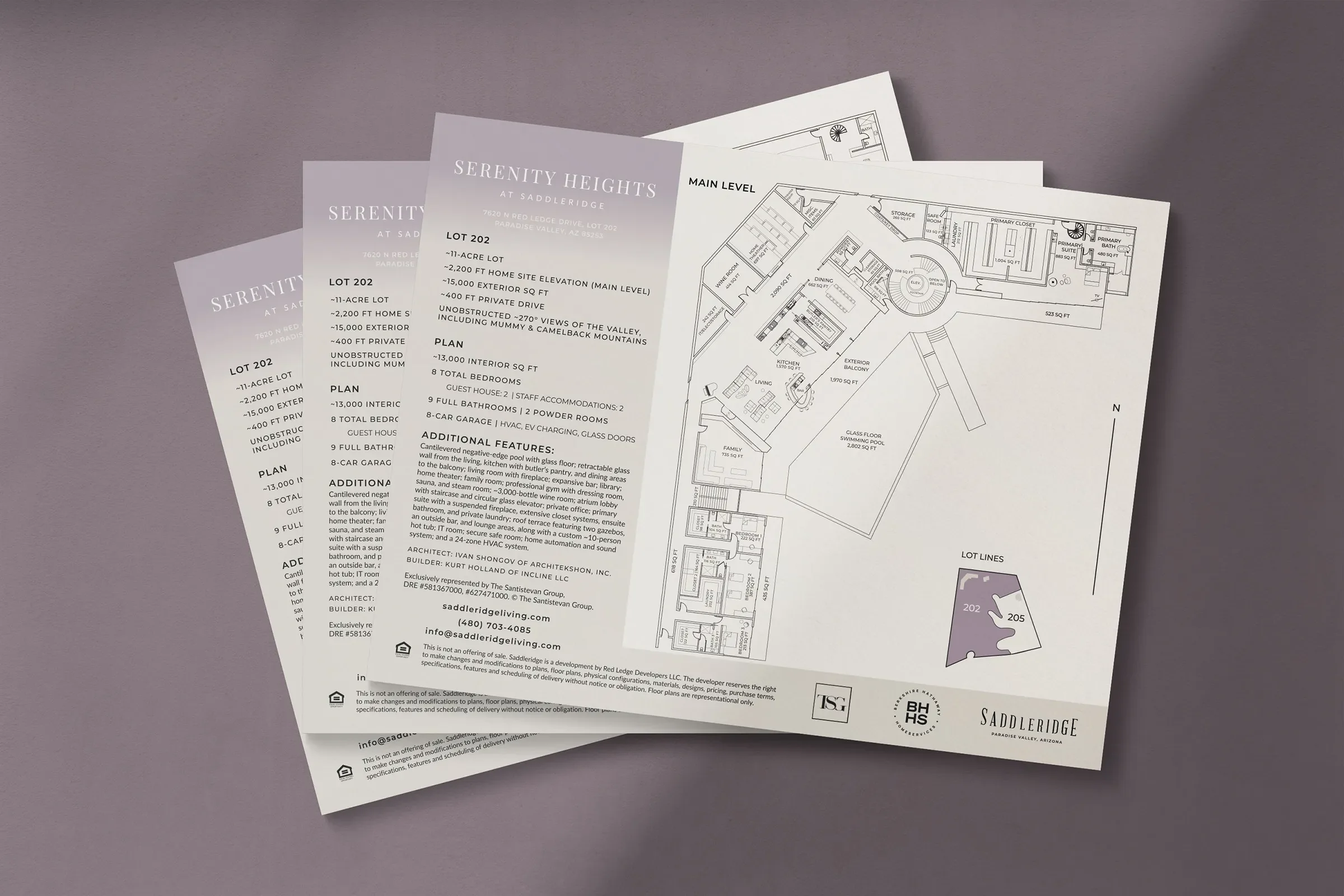 estate home floor plans and print collateral for saddleridge, a luxury estate home development in paradise valley, arizona